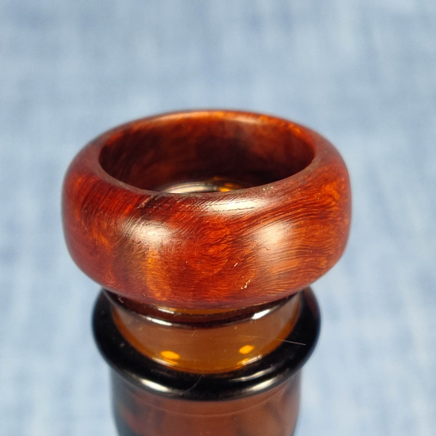 Domed Hardwood Ring Made from Briarwood - Size 8.5 (US)