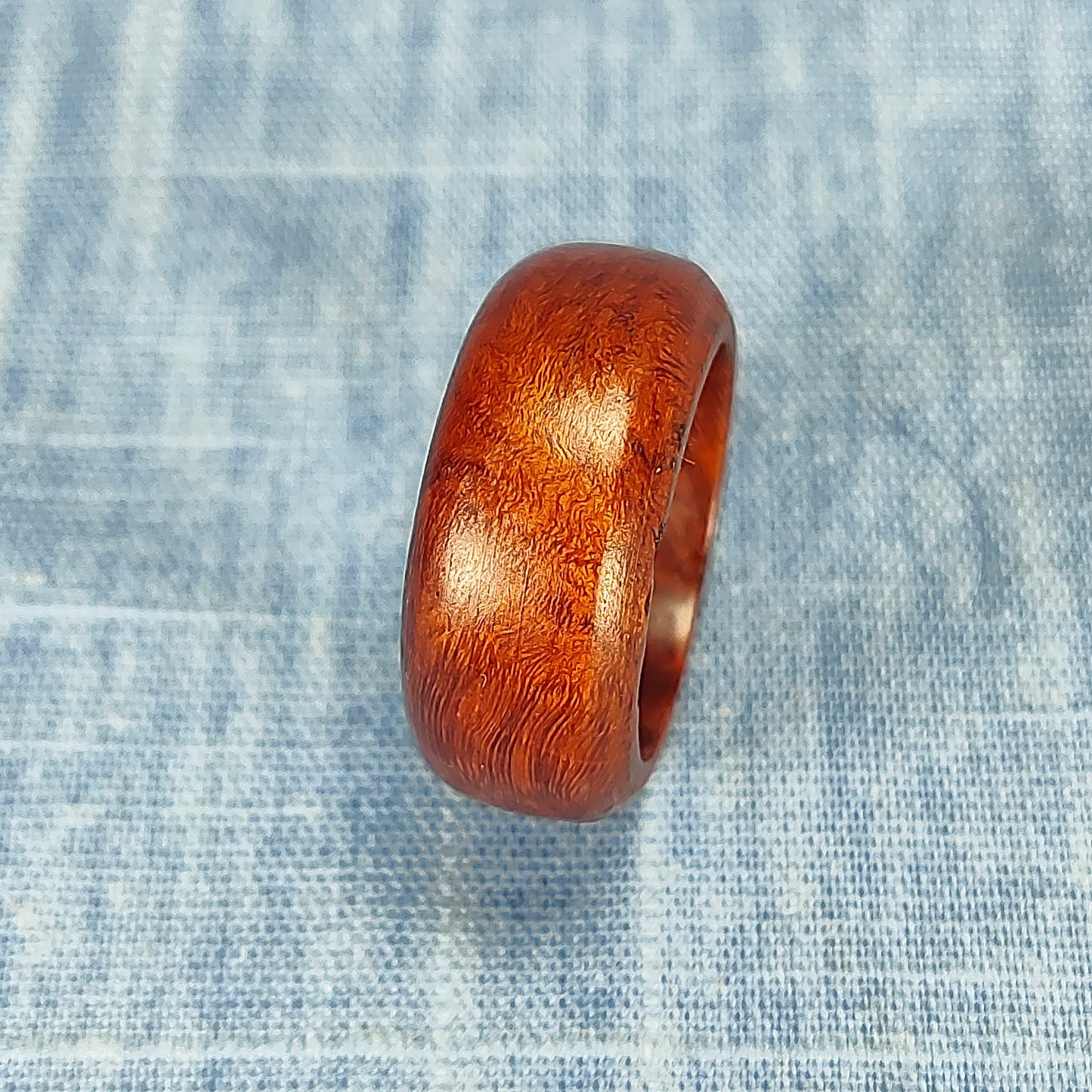 Domed Hardwood Ring Made from Briarwood - Size 8.5 (US)