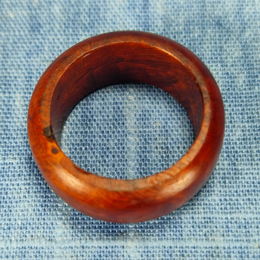 Domed Hardwood Ring Made from Briarwood - Size 8.5 (US)