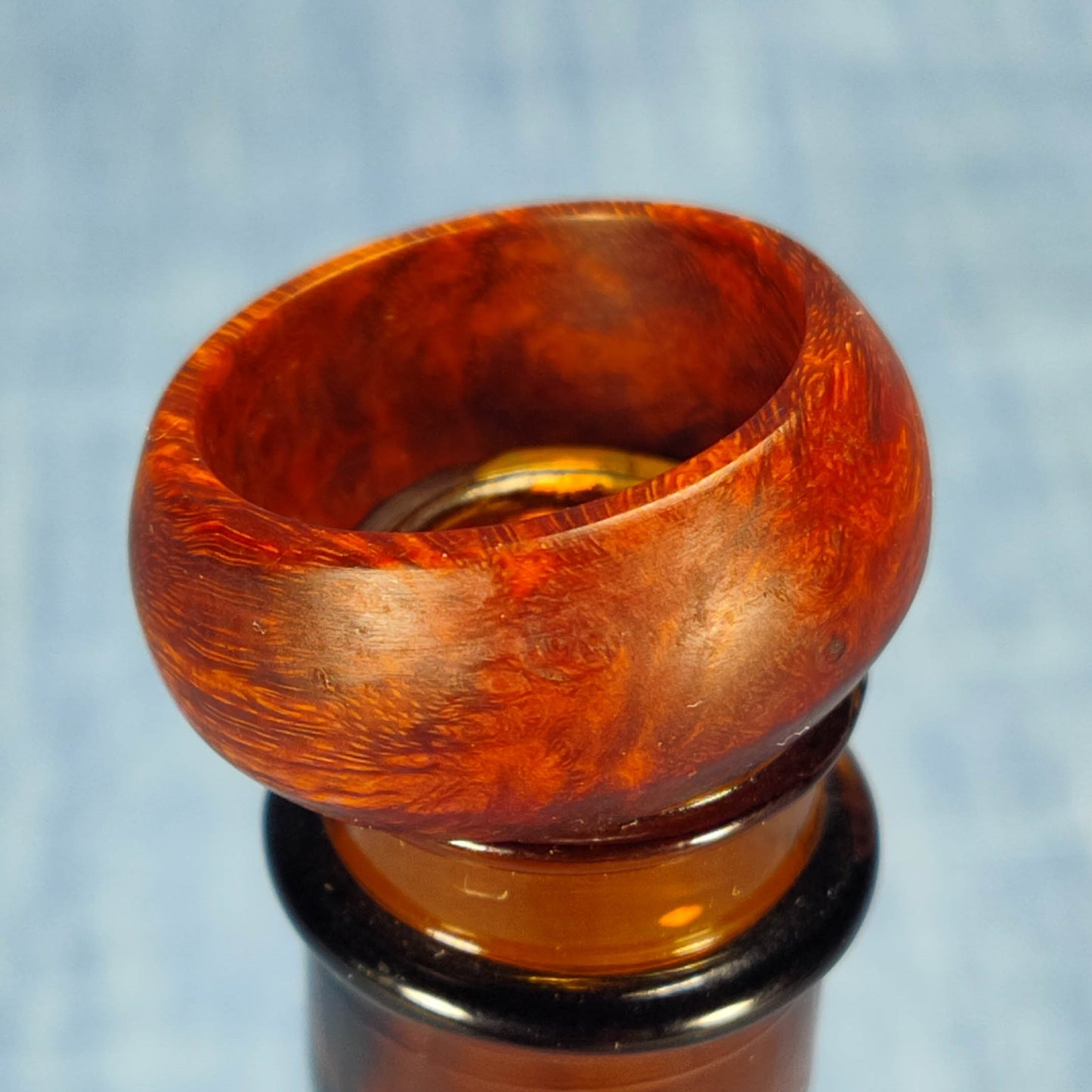 Domed Hardwood Ring Made from Briarwood - Size 8.5 (US)