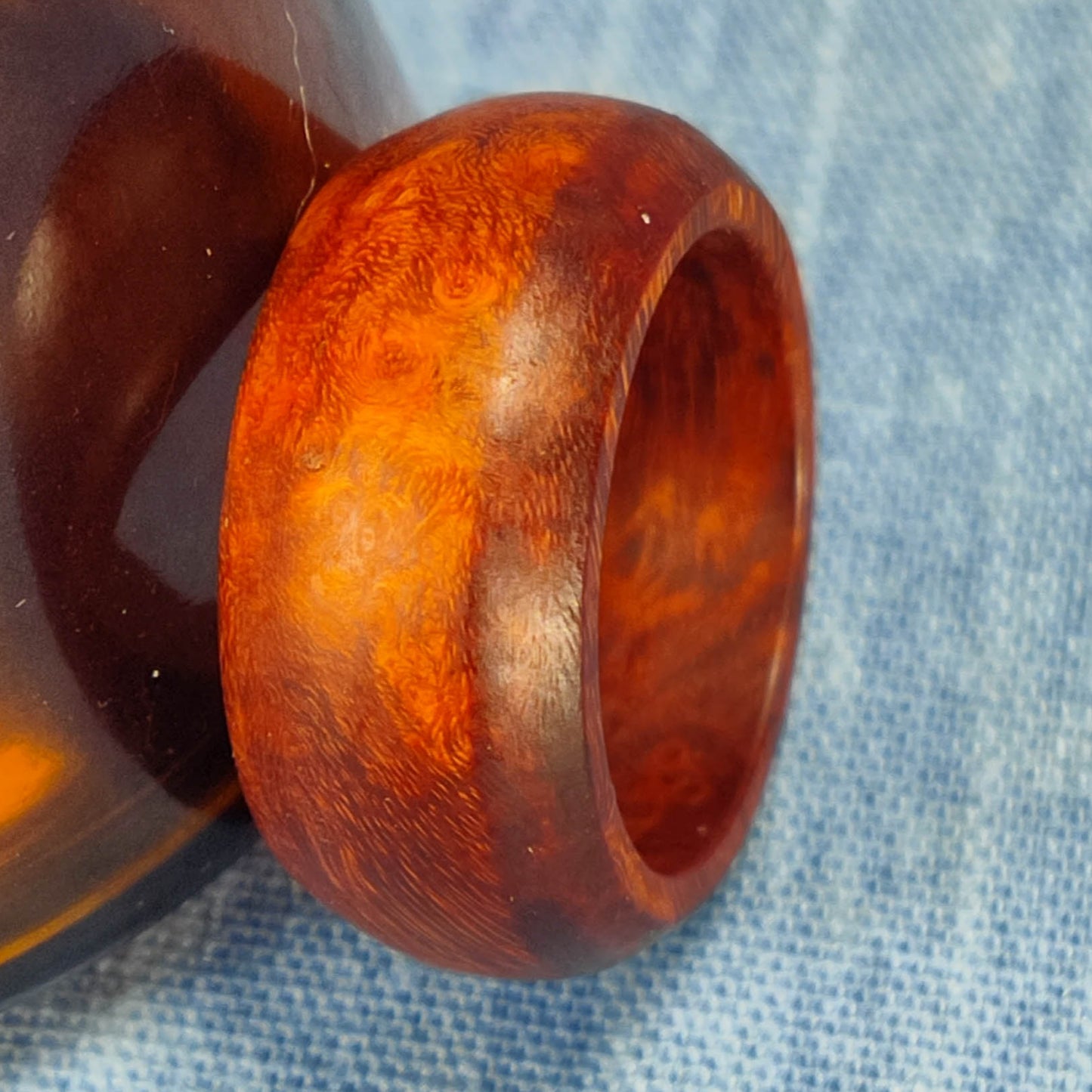 Domed Hardwood Ring Made from Briarwood - Size 8.5 (US)