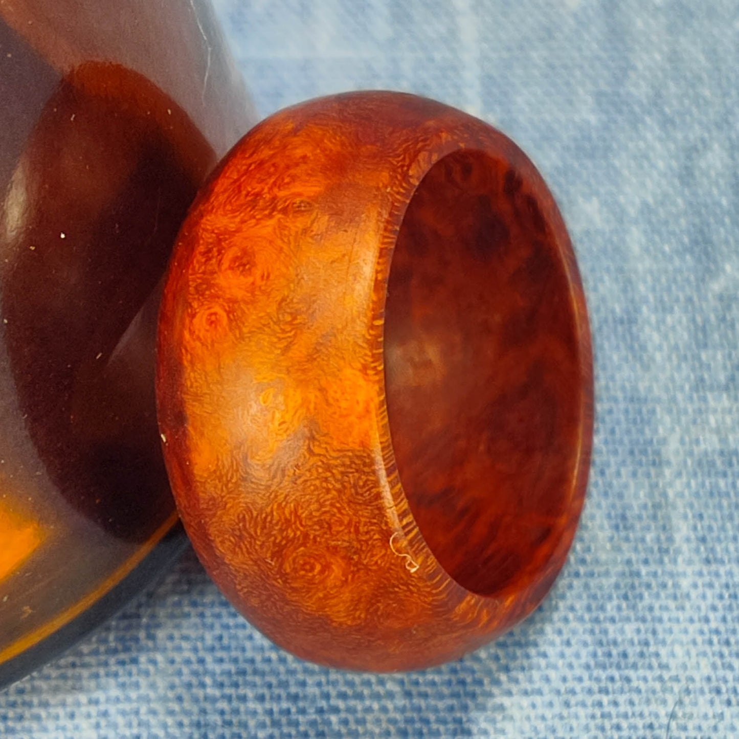 Domed Hardwood Ring Made from Briarwood - Size 8.5 (US)