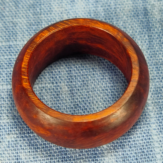 Domed Hardwood Ring Made from Briarwood - Size 8.5 (US)