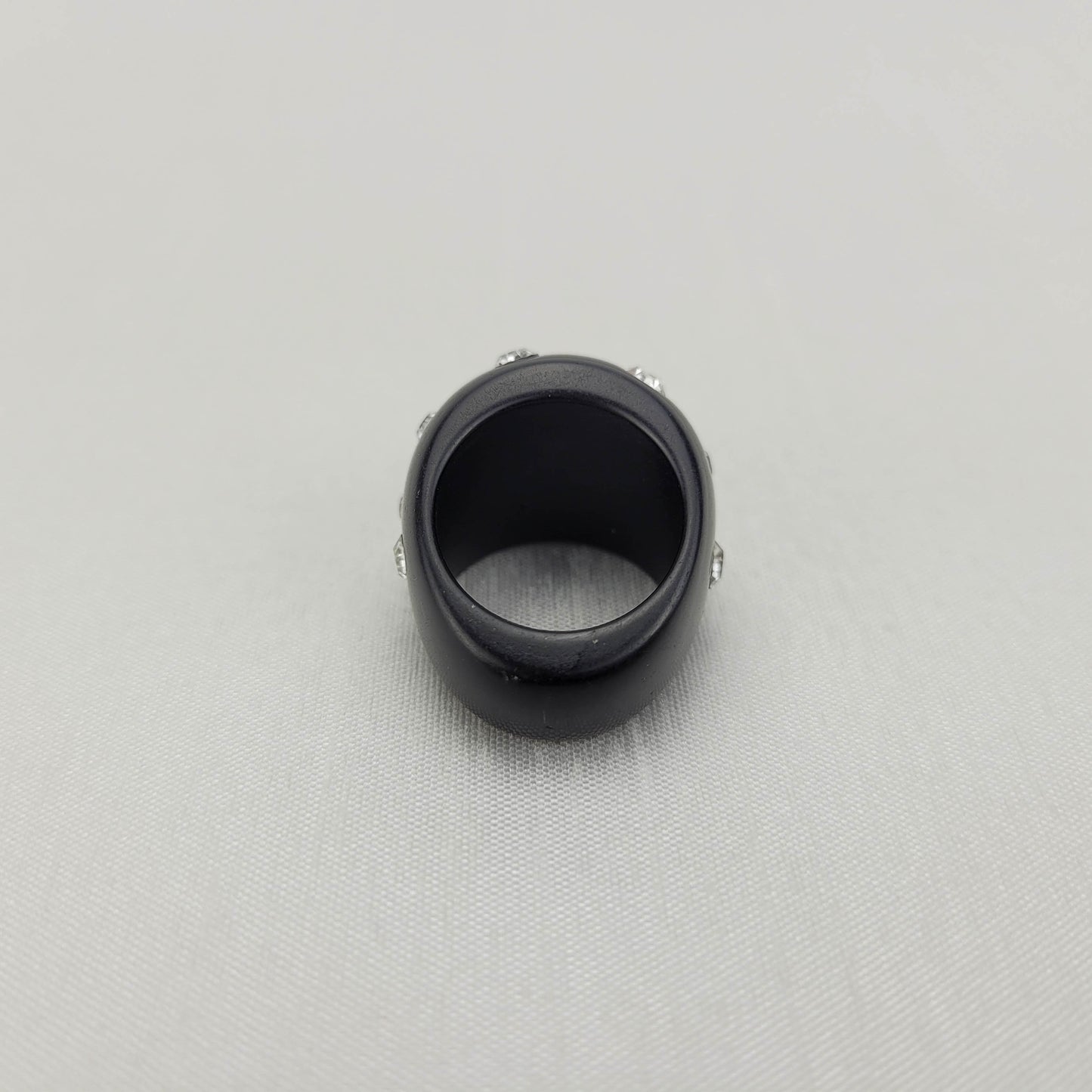 1960's Black Chunky Dome Ring with Crystals