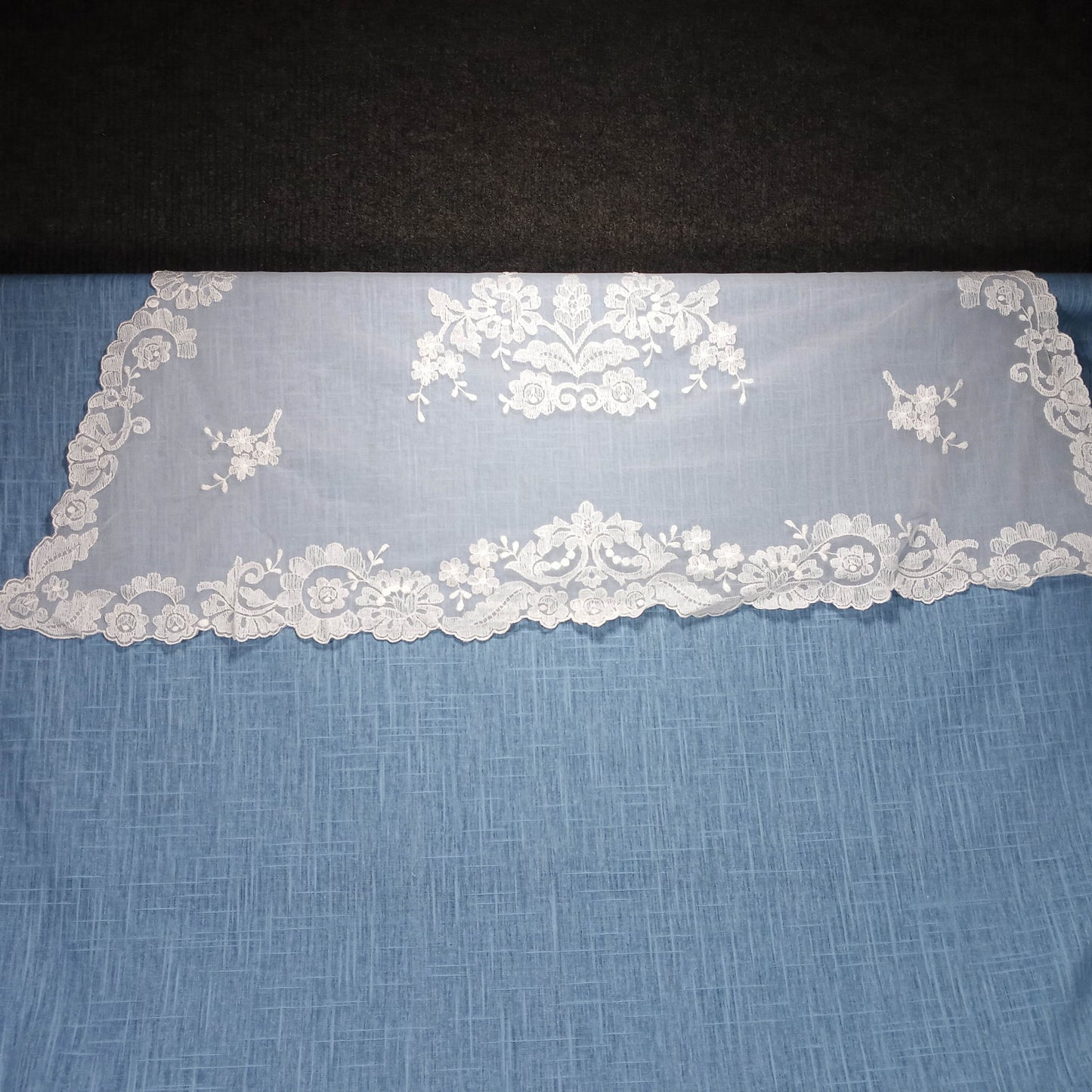1950s White Lace Piano Shawl