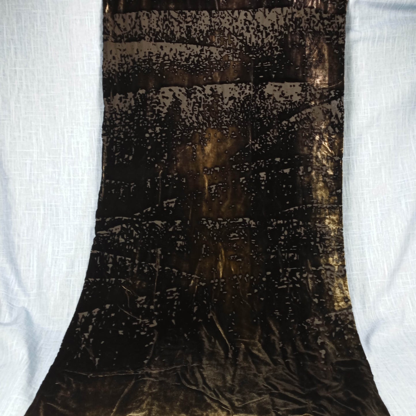 1960s Black Purple Green Burnout Large Velvet Shawl
