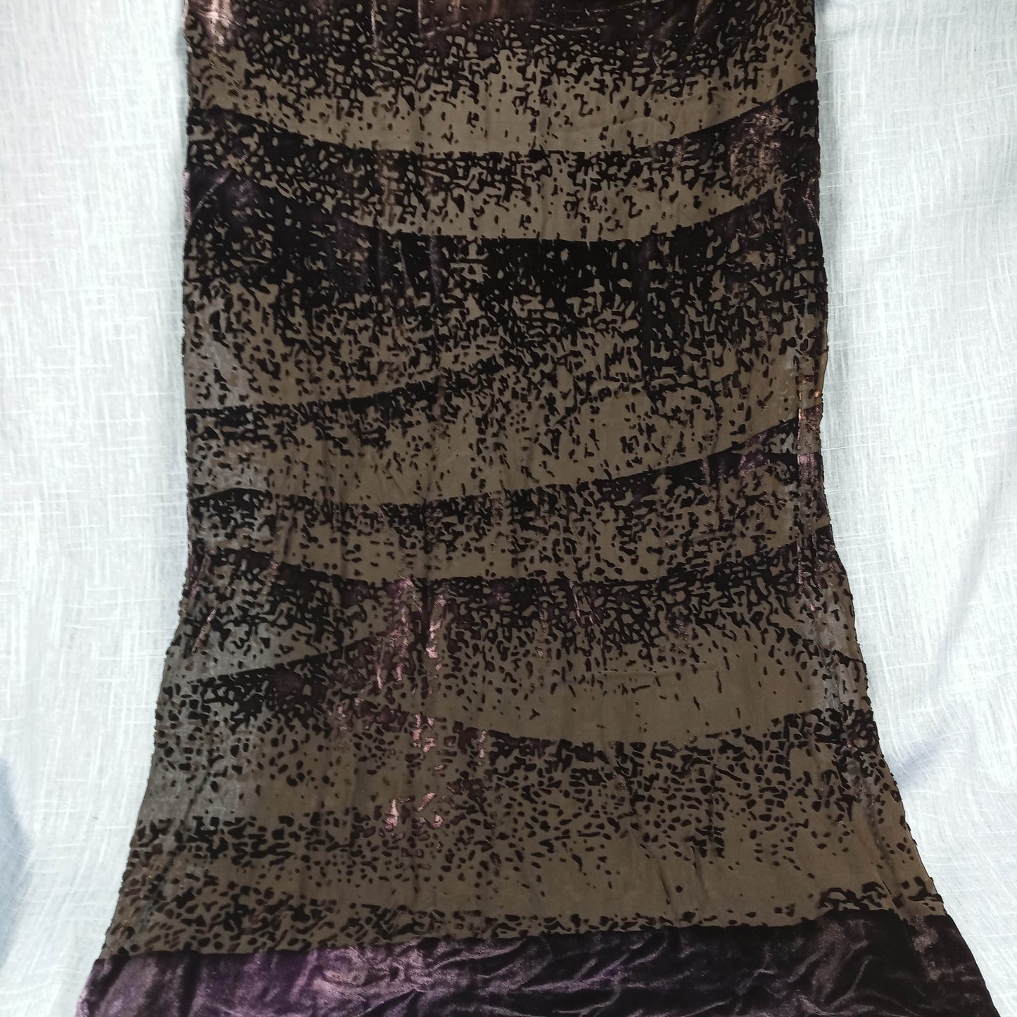 1960s Black Purple Green Burnout Large Velvet Shawl