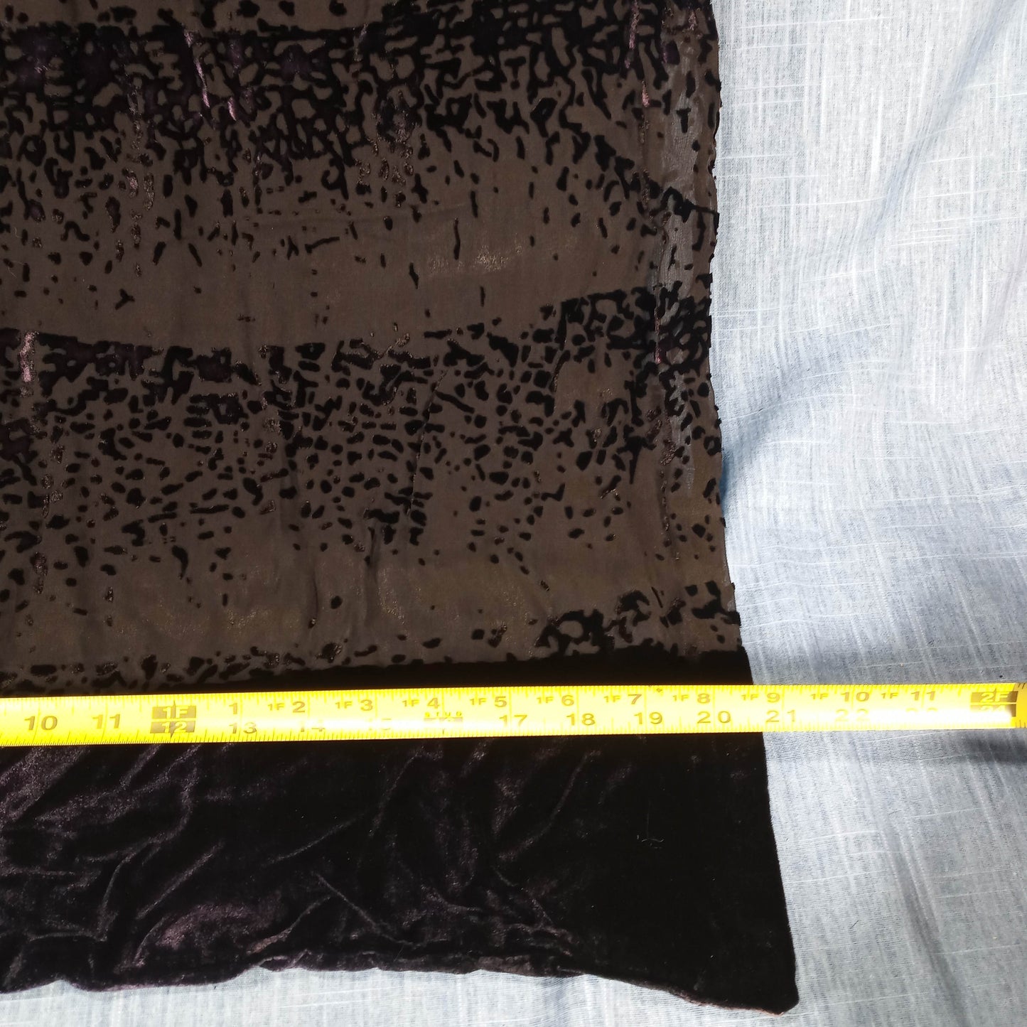 1960s Black Purple Green Burnout Large Velvet Shawl