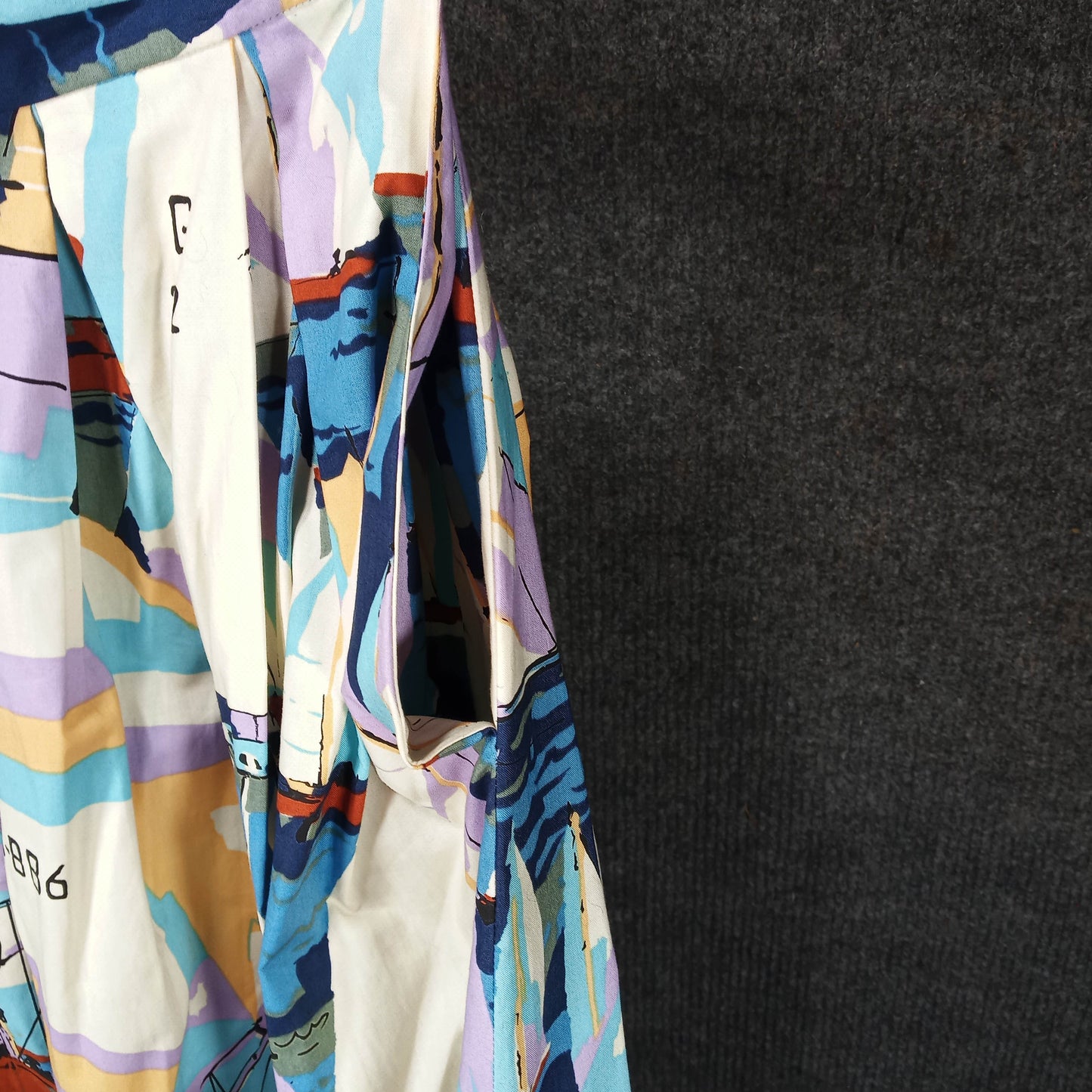 1950's Sailboat Print Cotton Circle Skirt with Pockets - Needs Love
