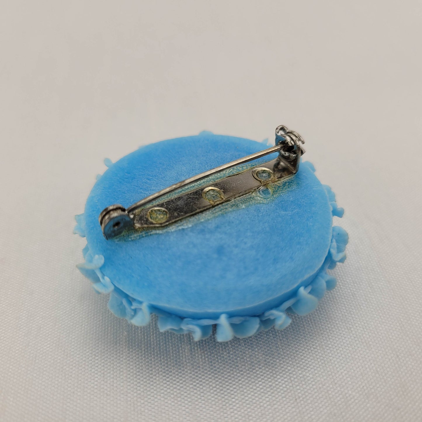 1950s Baby Blue Frosting Flower Earrings and Brooch Set