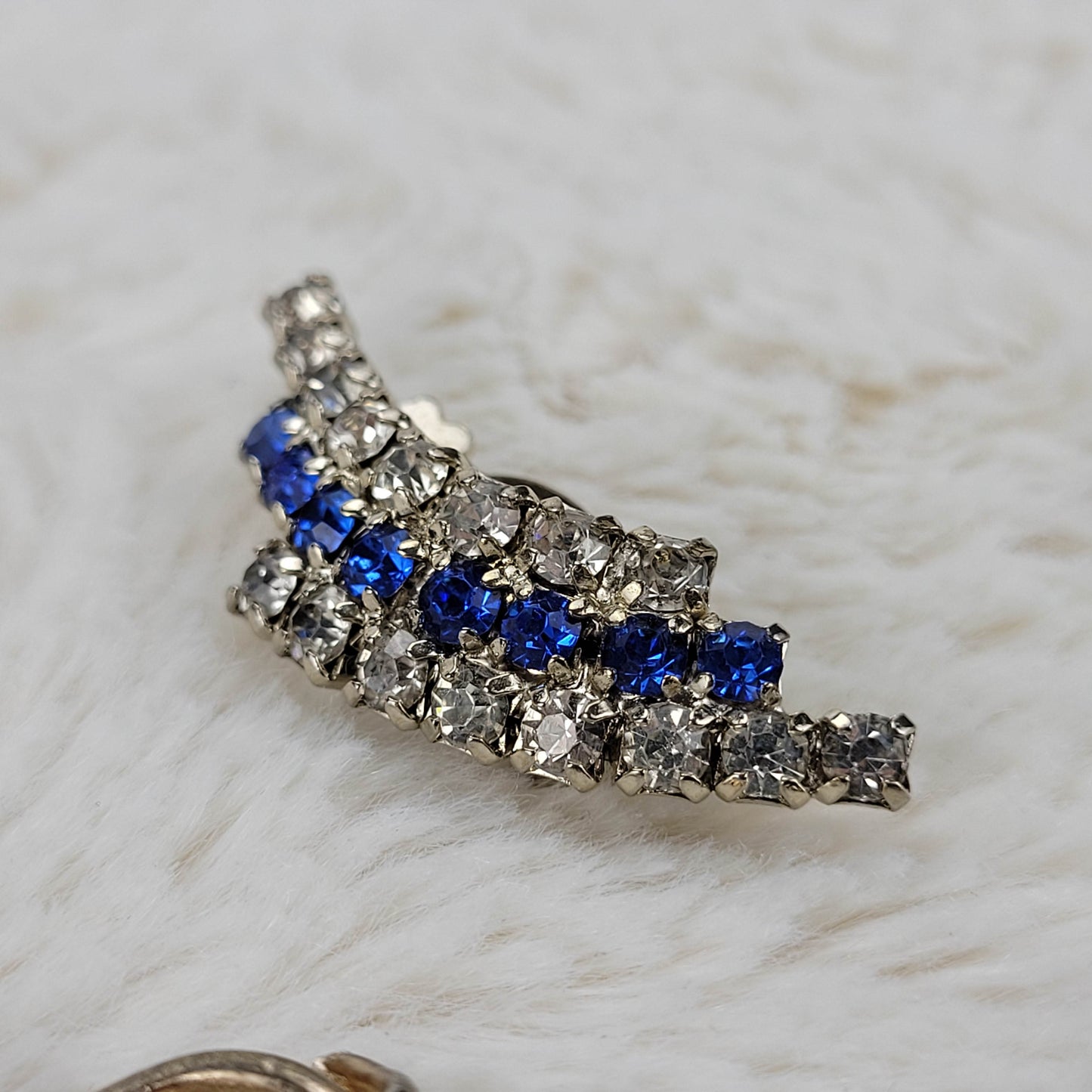 1950s Blue and Clear Rhinestone Necklace and Earring Set