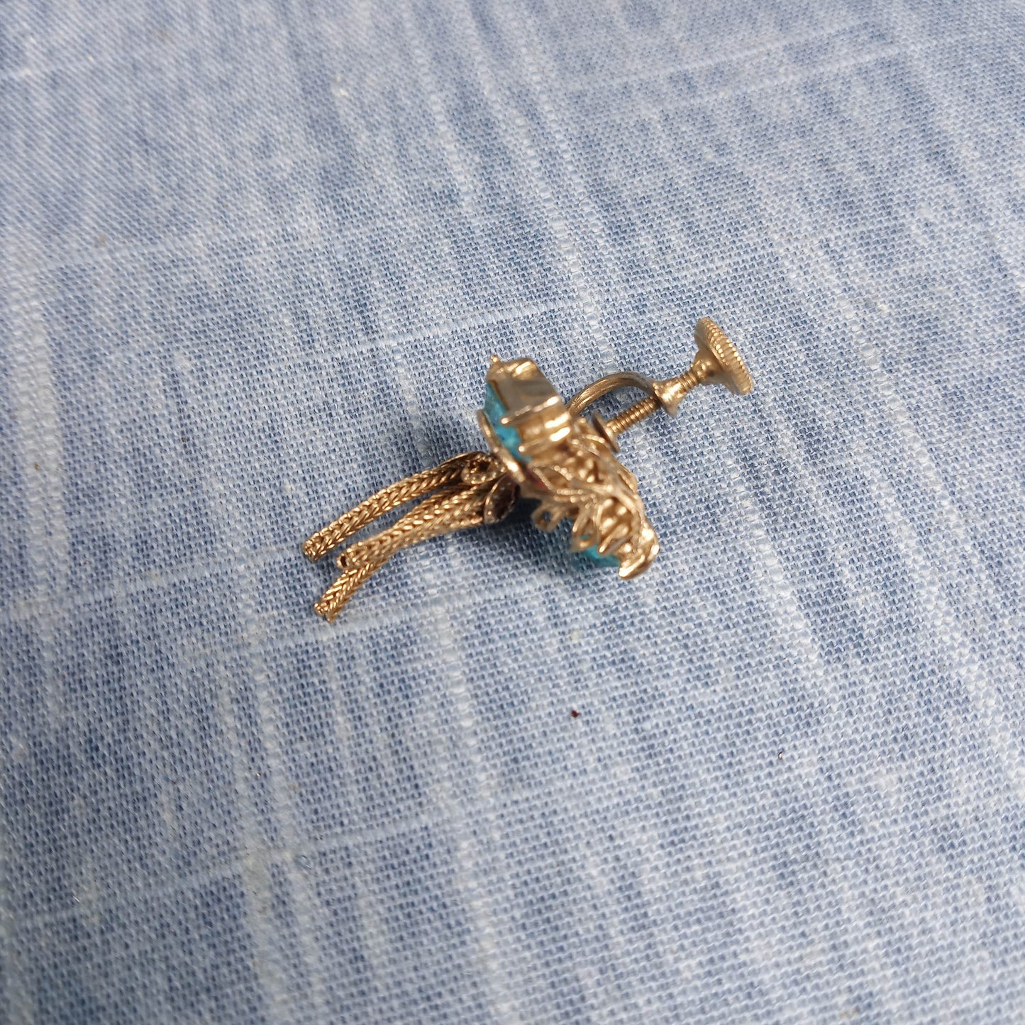 1940s Vintage Set: Matching Brooch and Earrings with Pink and Blue Rhinestones