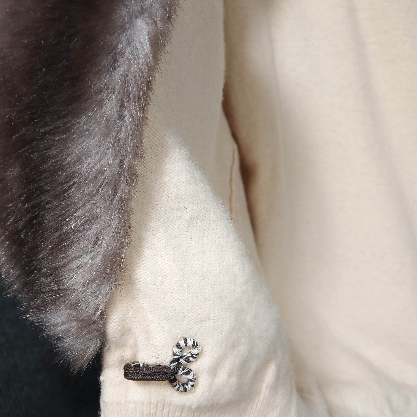1950's Cream Lace Cardigan with Faux Fur Collar