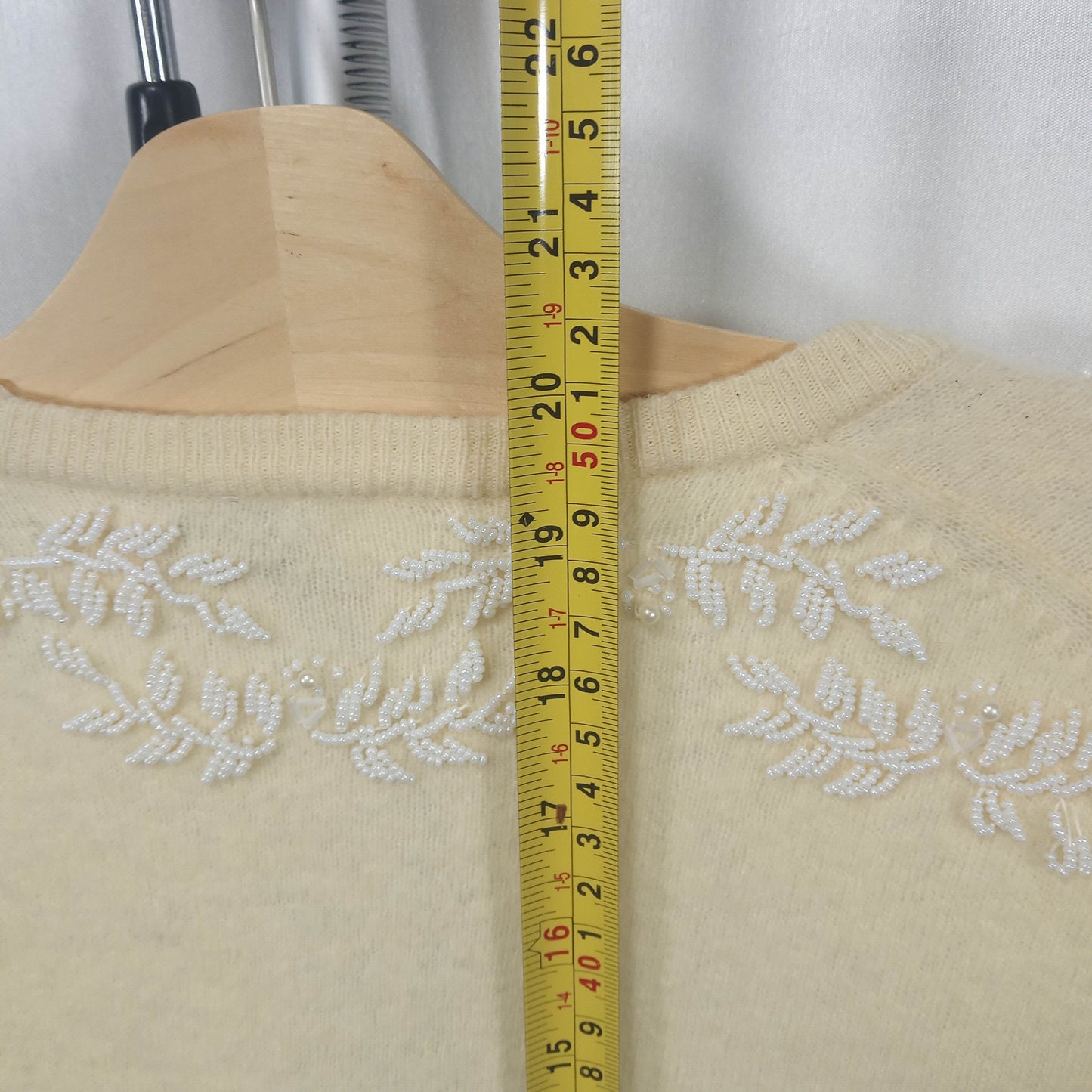 1950's Cream Beaded Cardigan by Mohan's Ltd – Hong Kong