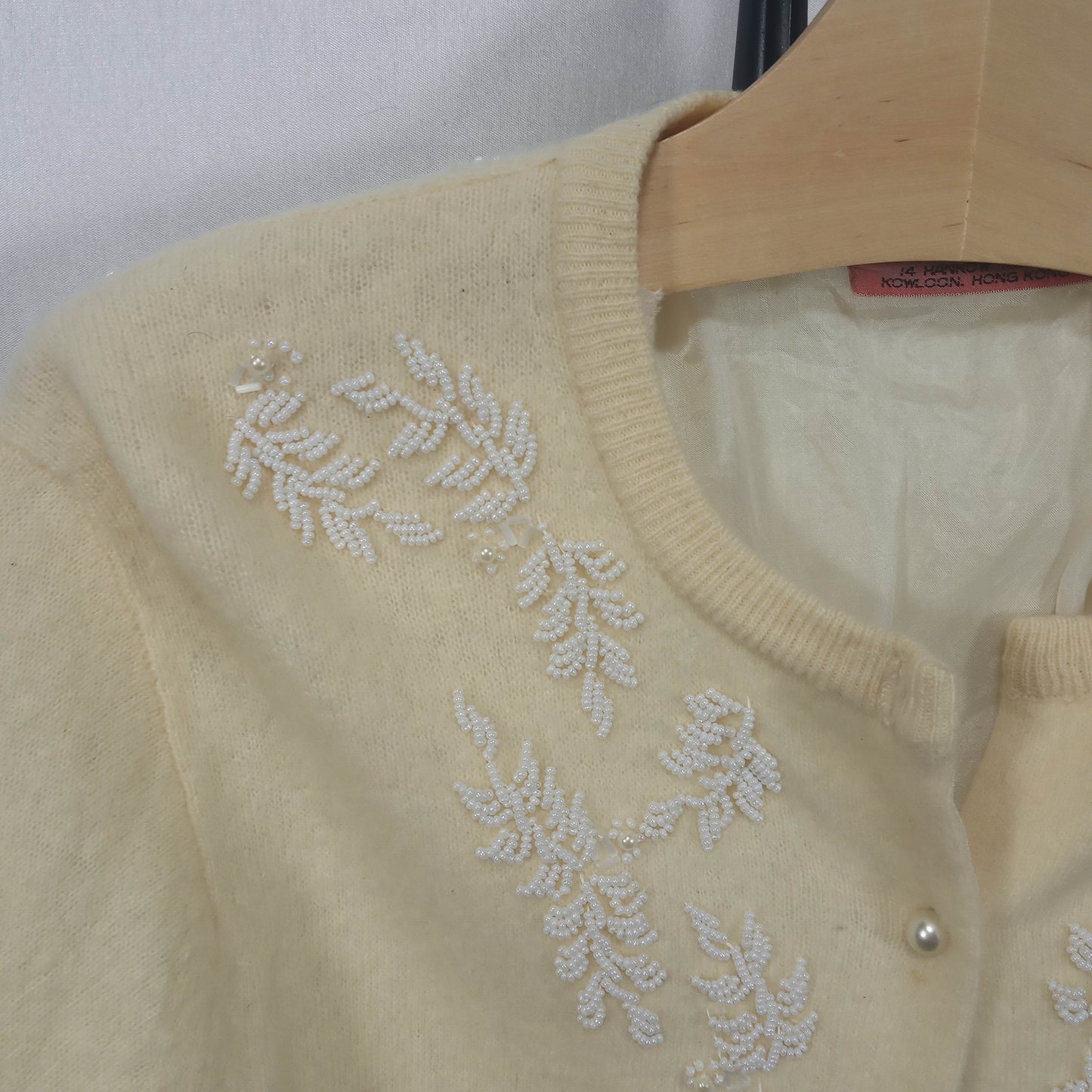 1950's Cream Beaded Cardigan by Mohan's Ltd – Hong Kong