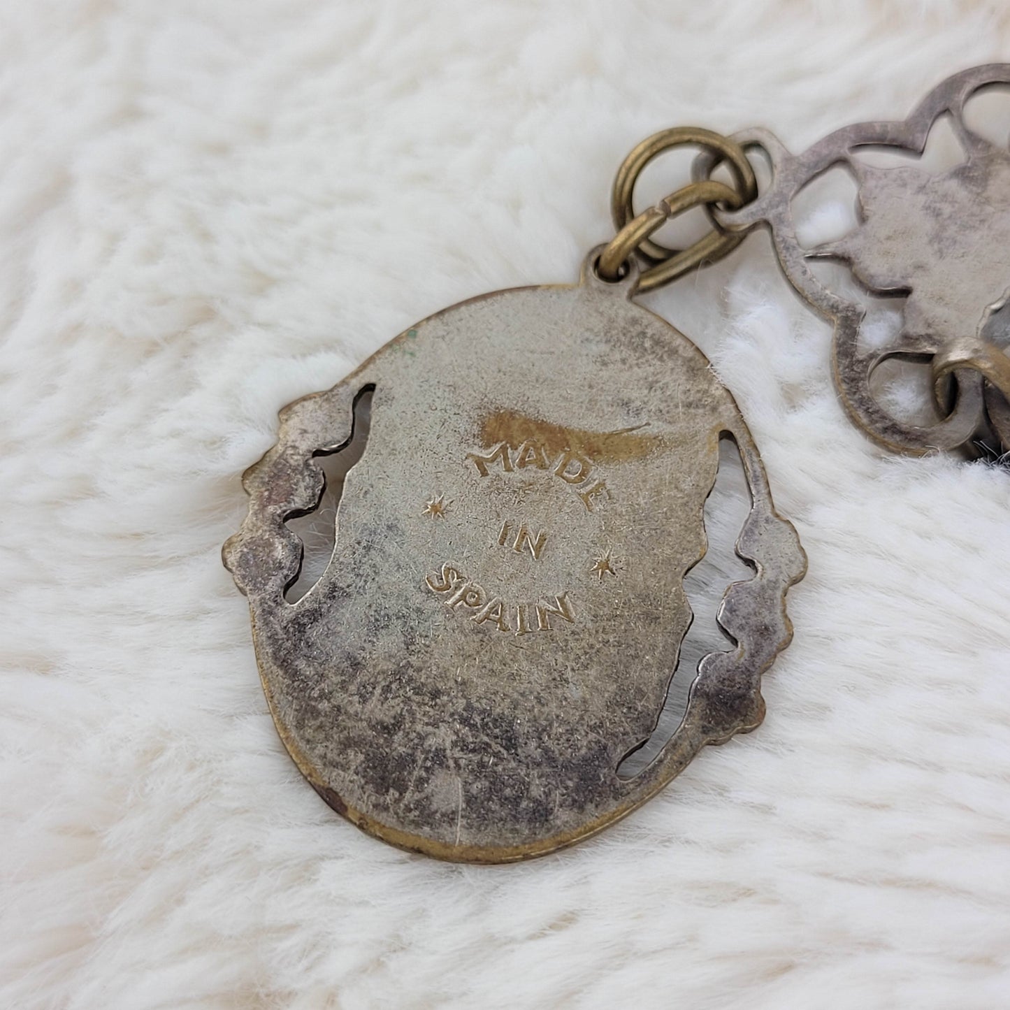 1930's Silver Tone Metal Stamped Bracelet from Spain