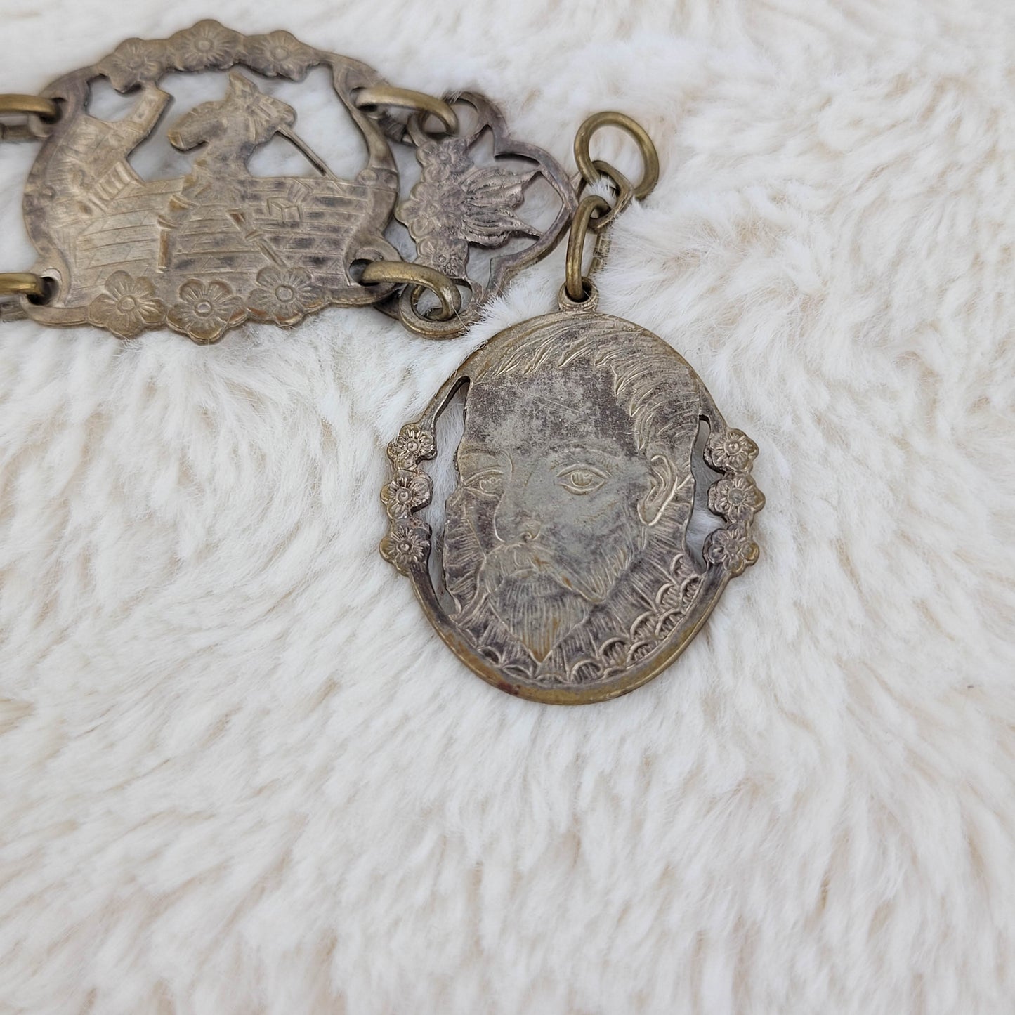 1930's Silver Tone Metal Stamped Bracelet from Spain