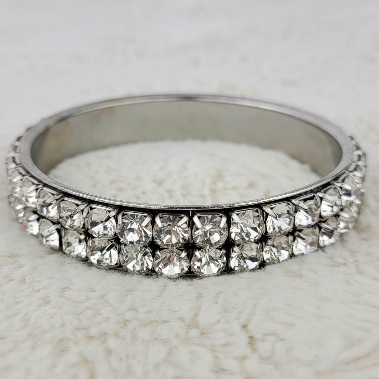 1950's Double Row Rhinestone Bangle Bracelet