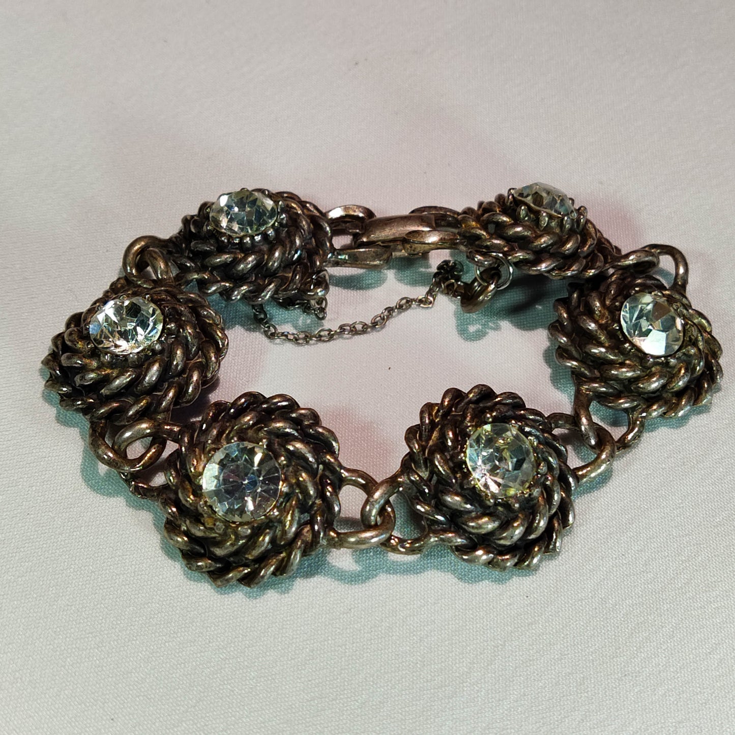 1950's Silver Tone Rhinestone Bracelet by Coro