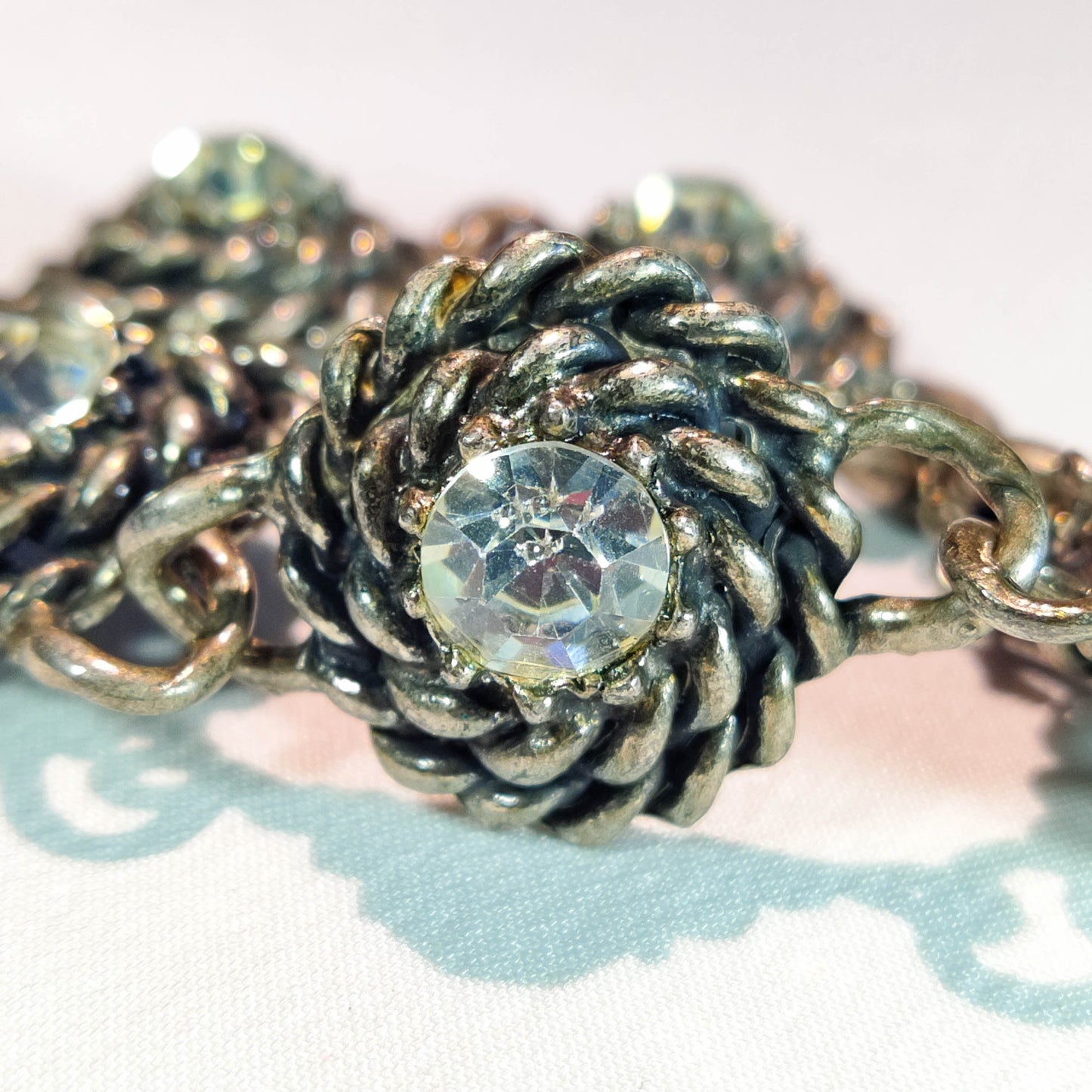 1950's Silver Tone Rhinestone Bracelet by Coro