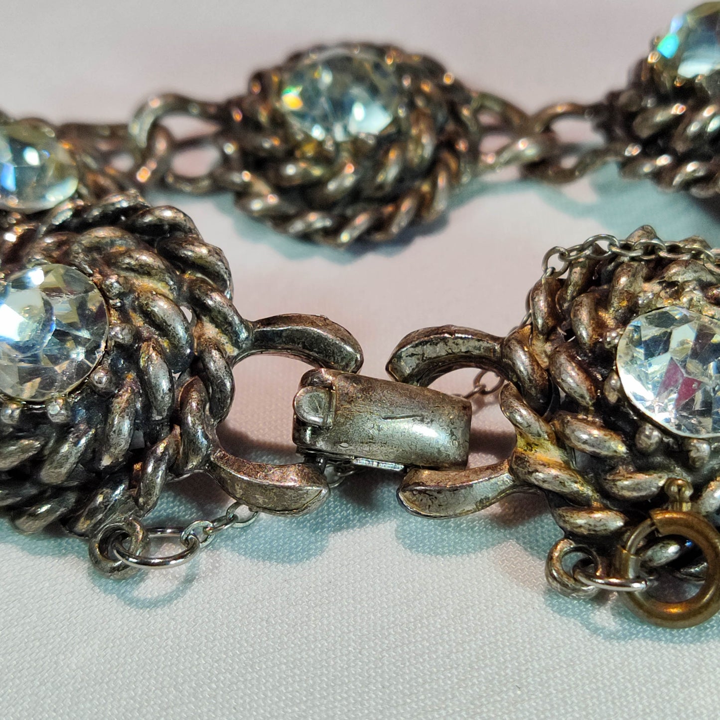 1950's Silver Tone Rhinestone Bracelet by Coro