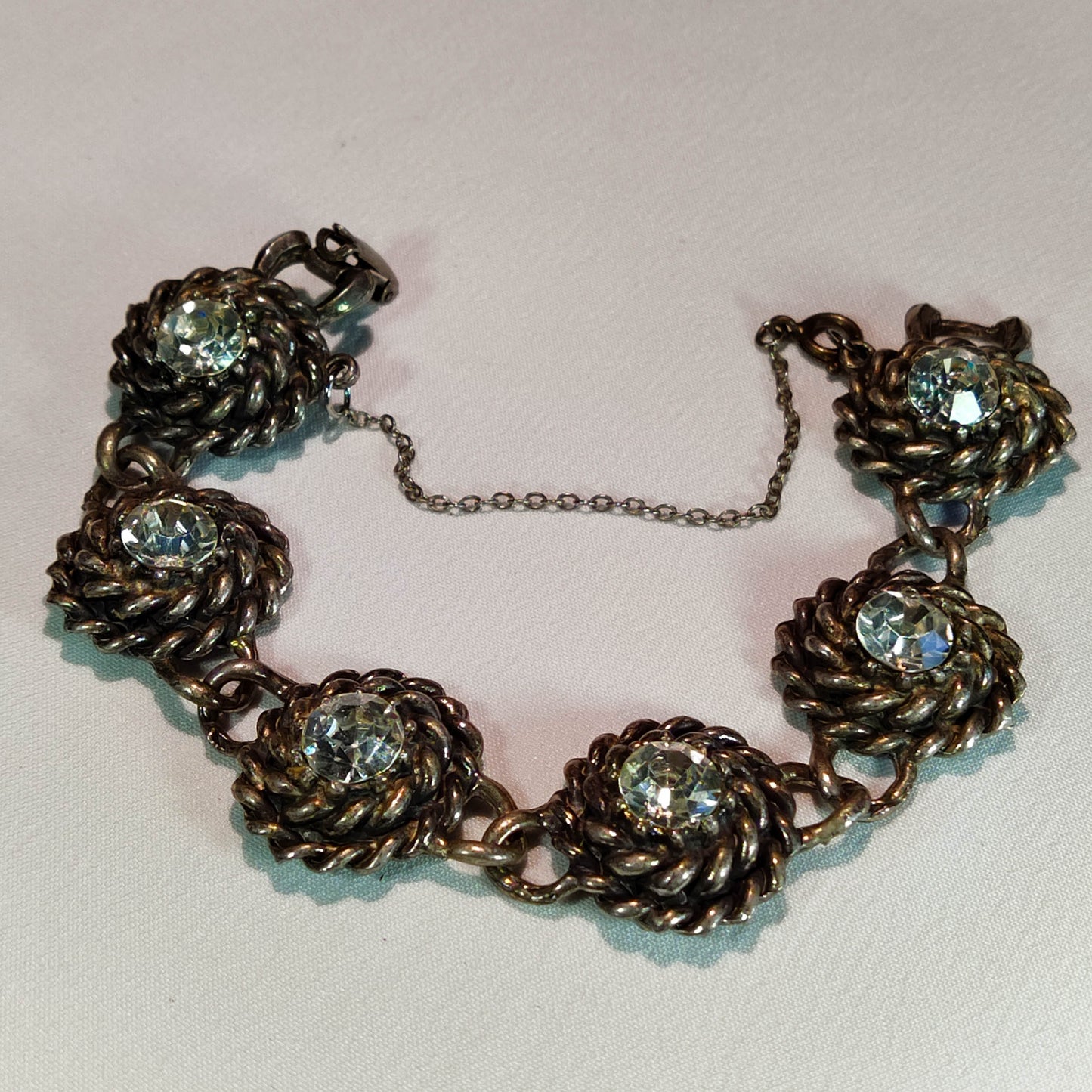 1950's Silver Tone Rhinestone Bracelet by Coro