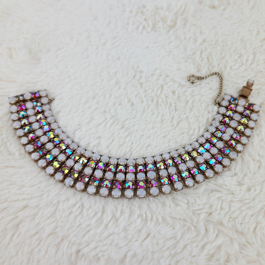 1950's Vintage Red Aurora Borealis and White Rhinestone Bracelet