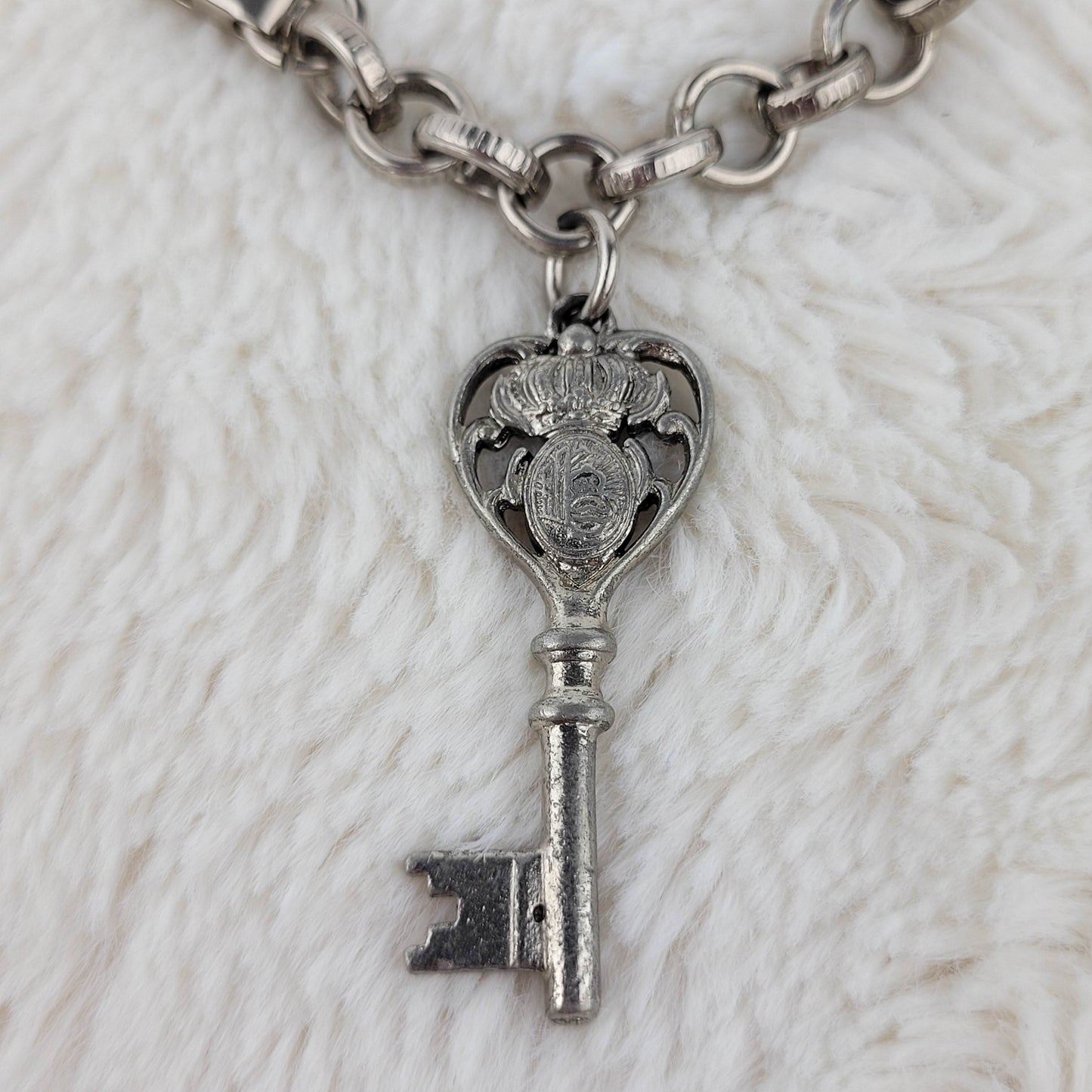 1950's Silver Tone "Key to My Heart" Bracelet by Coro