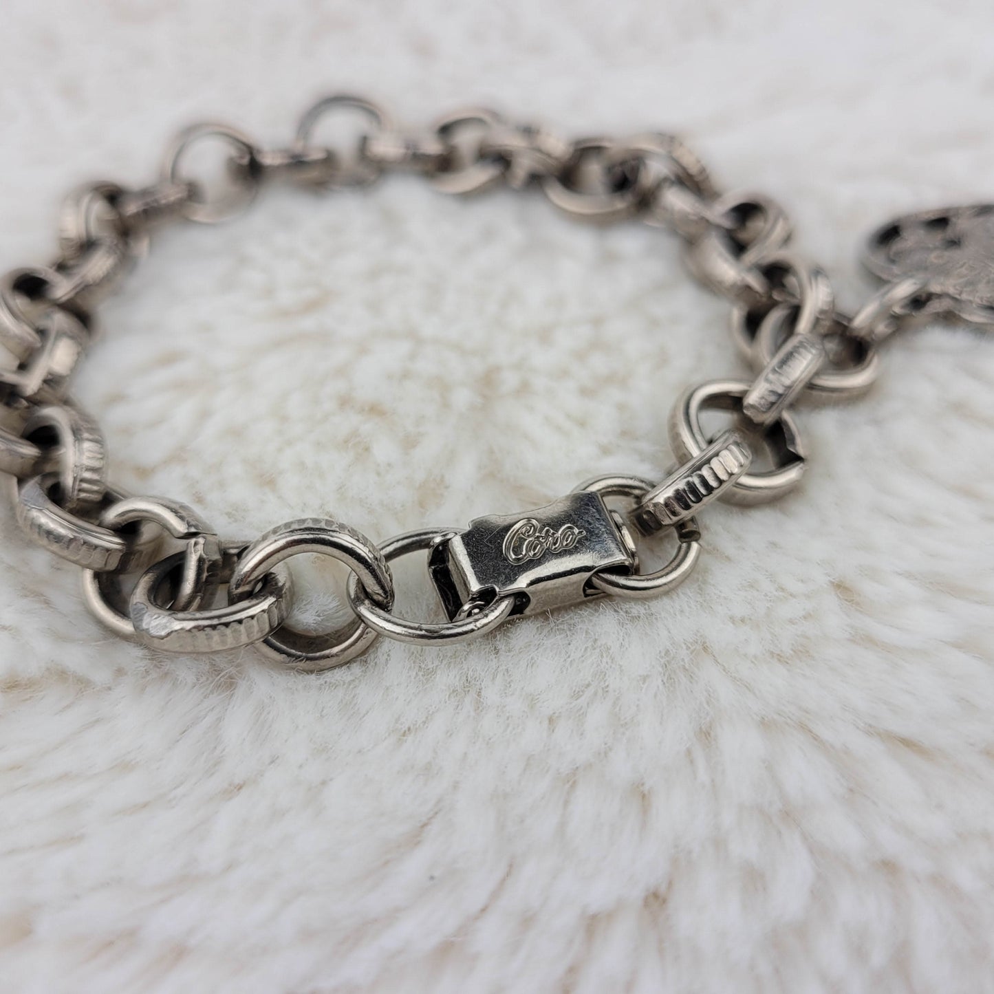 1950's Silver Tone "Key to My Heart" Bracelet by Coro