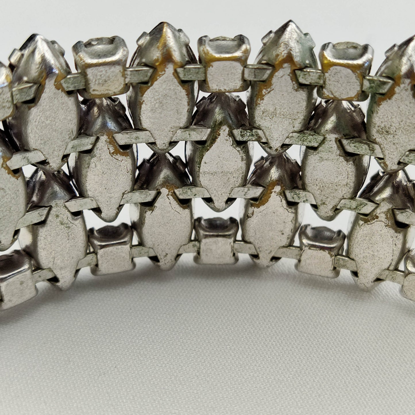 1950's Clear and Black Rhinestone Bangle Bracelet