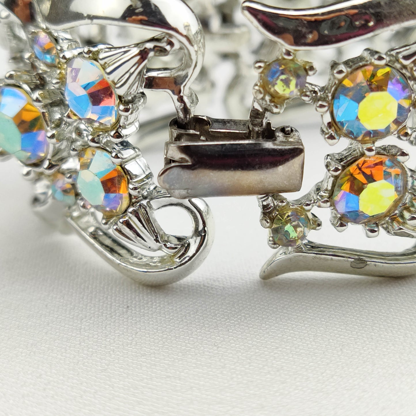 1950's Aurora Borealis and Silver Tone Metal Bracelet by Coro