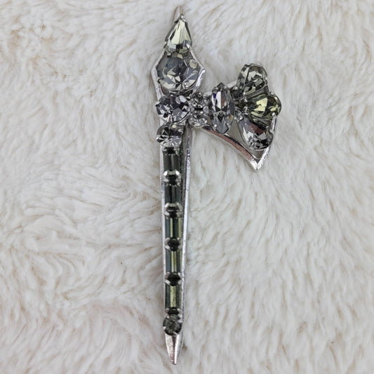 1950's Vintage Rhinestone Axe Pin