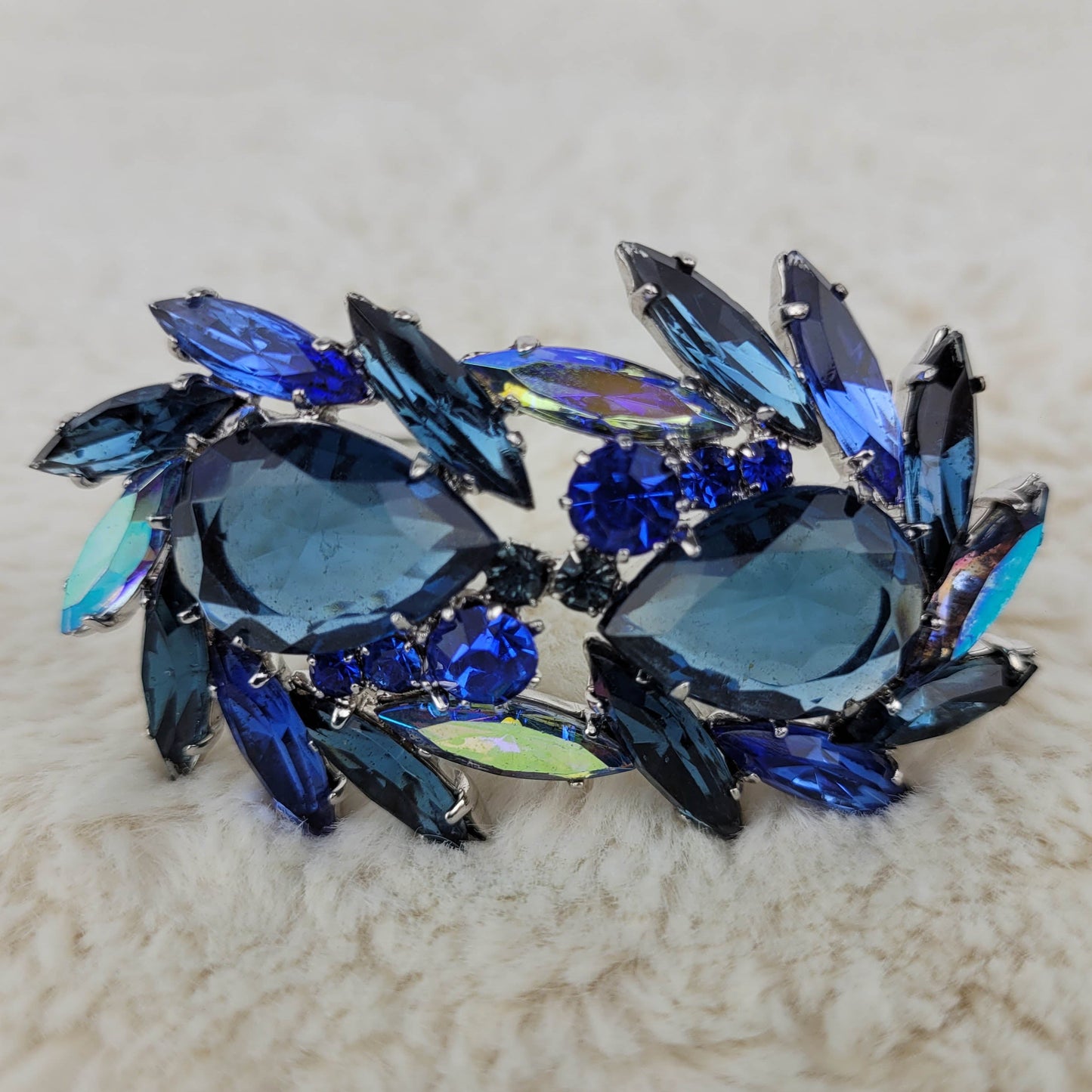 1950's Blue Rhinestone Open Back Pin