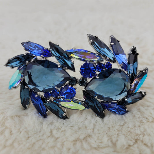 1950's Vintage Blue Rhinestone Open Back Pin