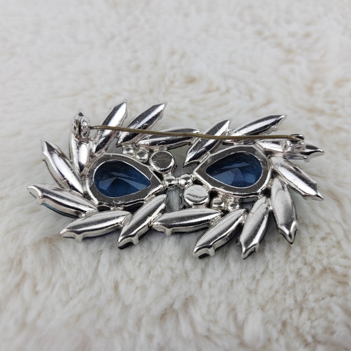 1950's Blue Rhinestone Open Back Pin