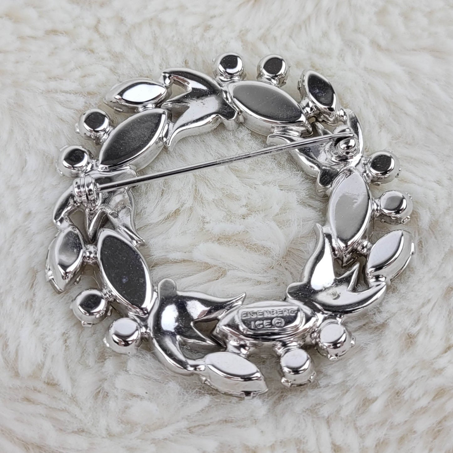 1950's Clear Ice Rhinestone Circular Pin by Eisenberg