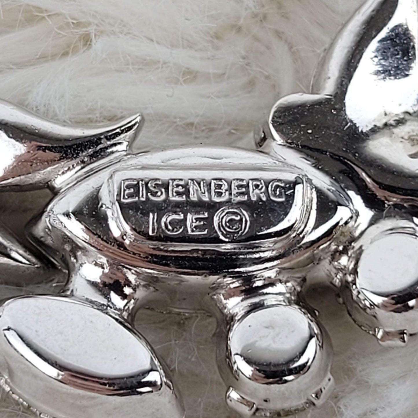 1950's Clear Ice Rhinestone Circular Pin by Eisenberg