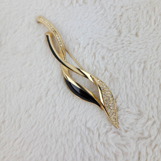 1970's Vintage Gold and Black Enamel Pin by Christian Dior