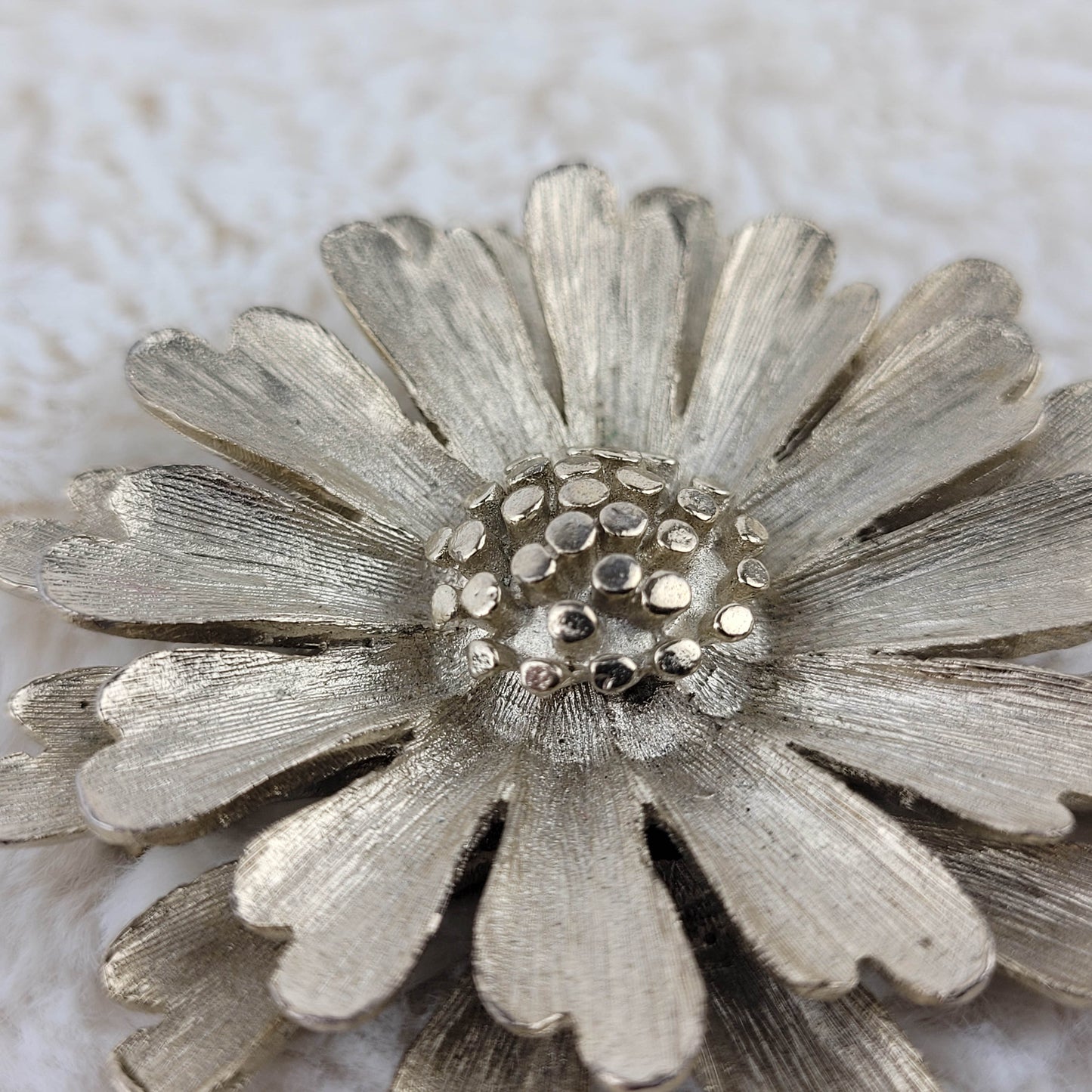1960's Gold Tone Metal Flower Circular Pin by BSK
