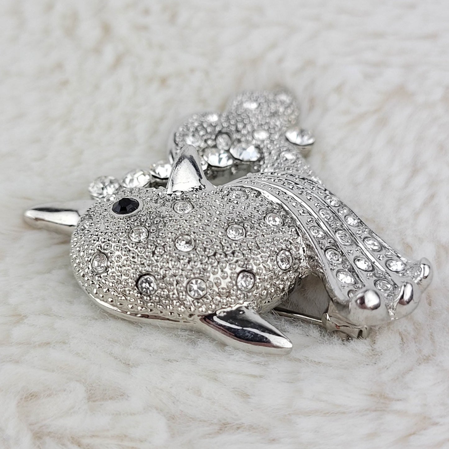 1950's Clear Rhinestone Dolphin Pin