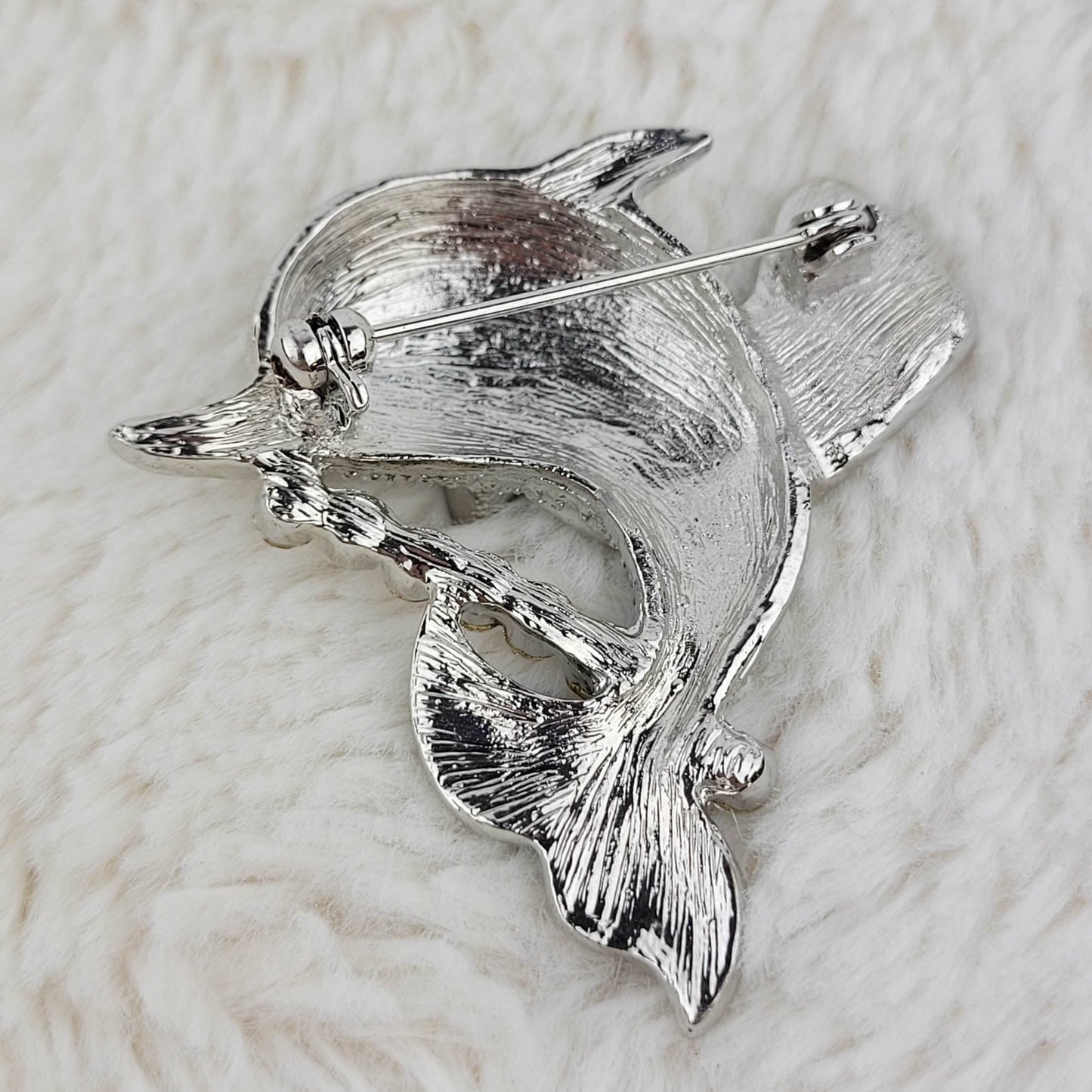 1950's Clear Rhinestone Dolphin Pin