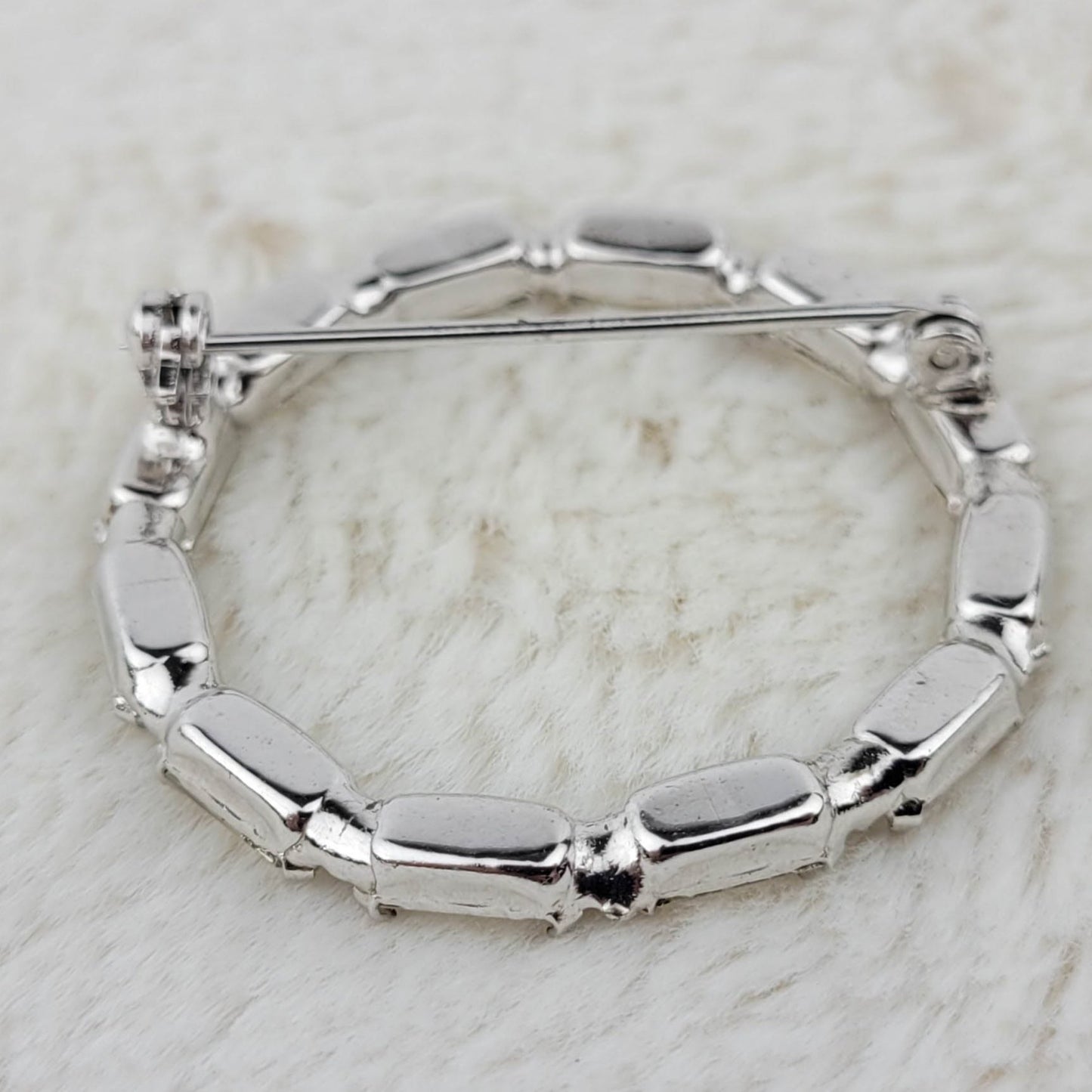 1950's Clear Rhinestone Baguette Circular Pin