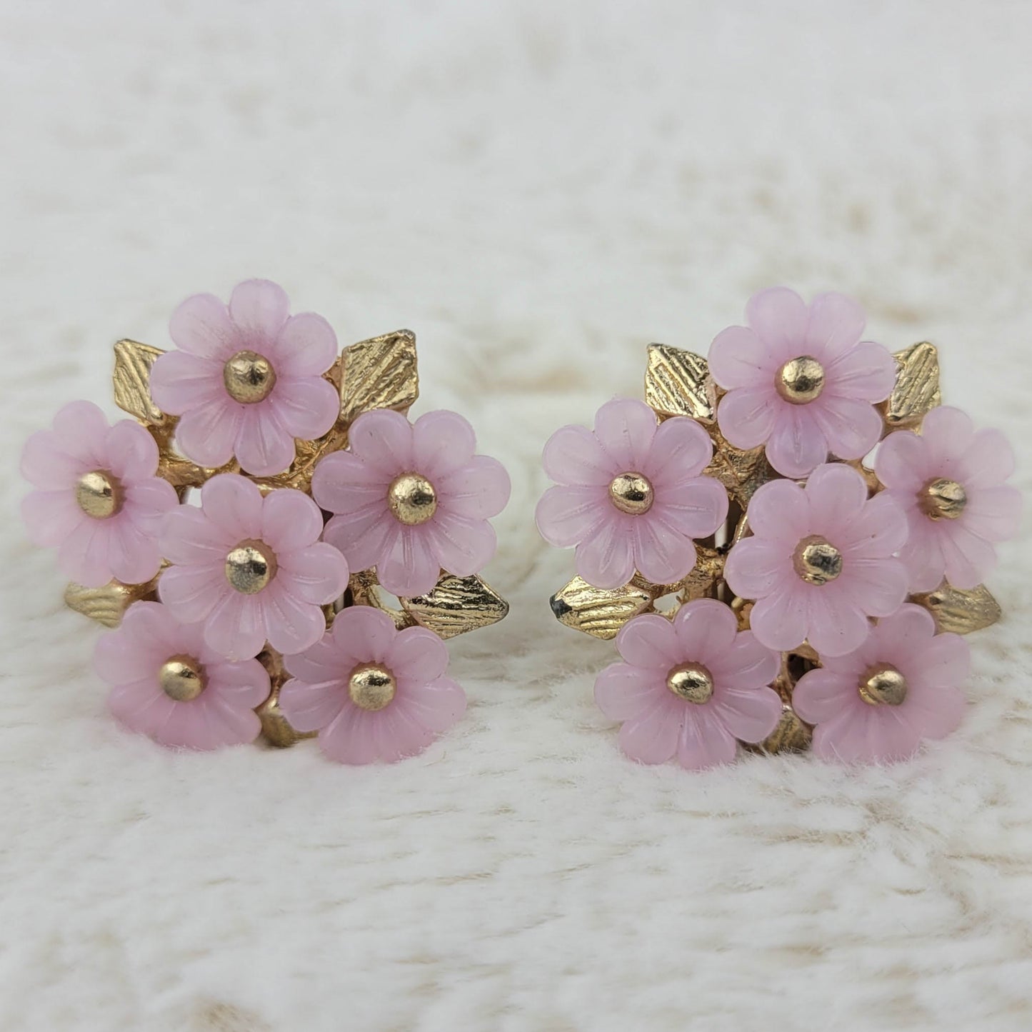 1950's Lavender Flower Clip Earrings