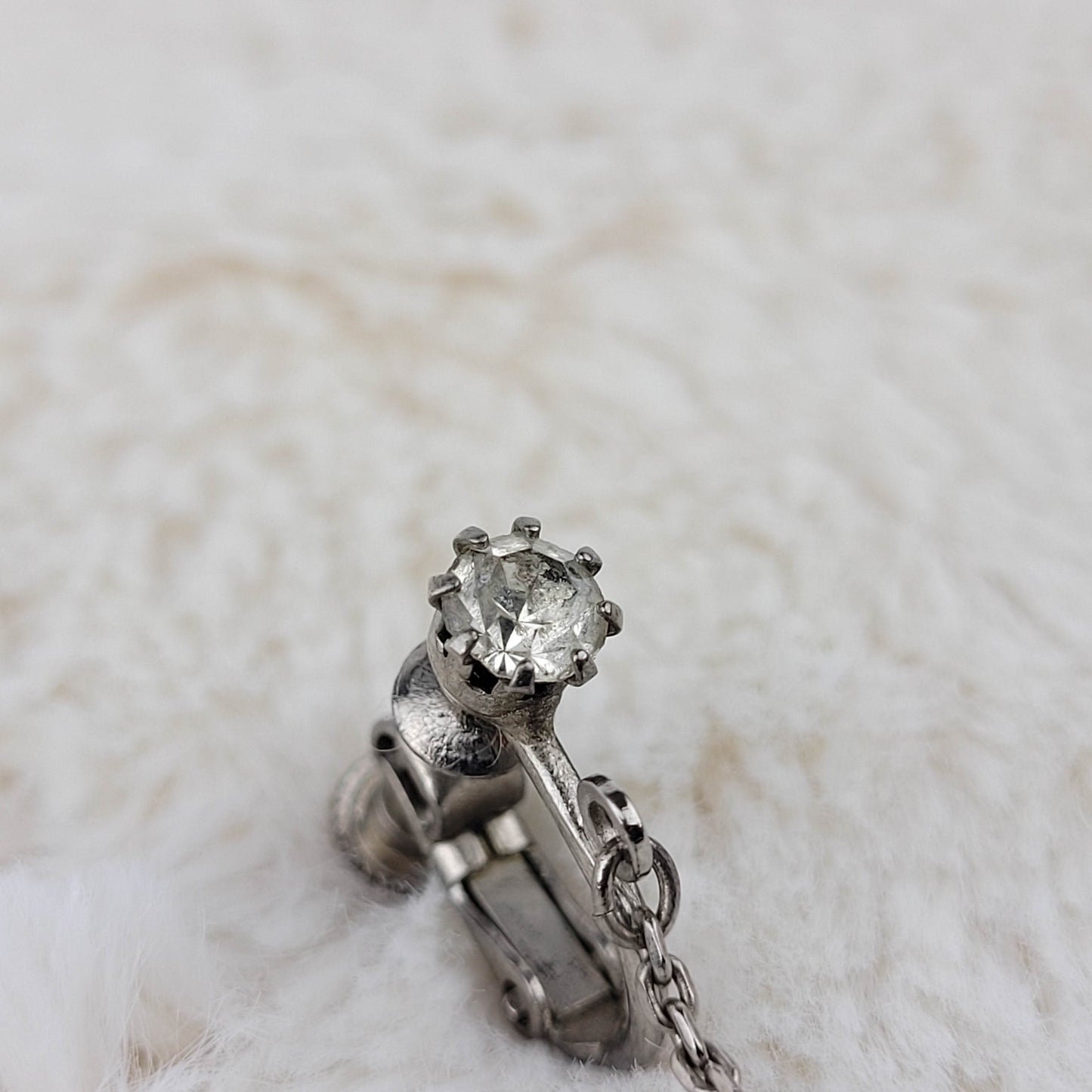 1940s Vintage Clear Rhinestone Ball Dangle Screwback Earrings