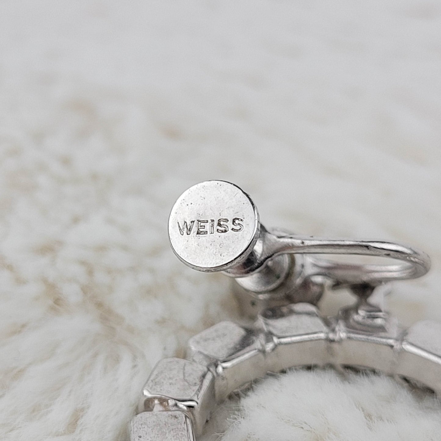 1950's Vintage Clear Rhinestone Drop Circular Screwback Earrings by Weiss