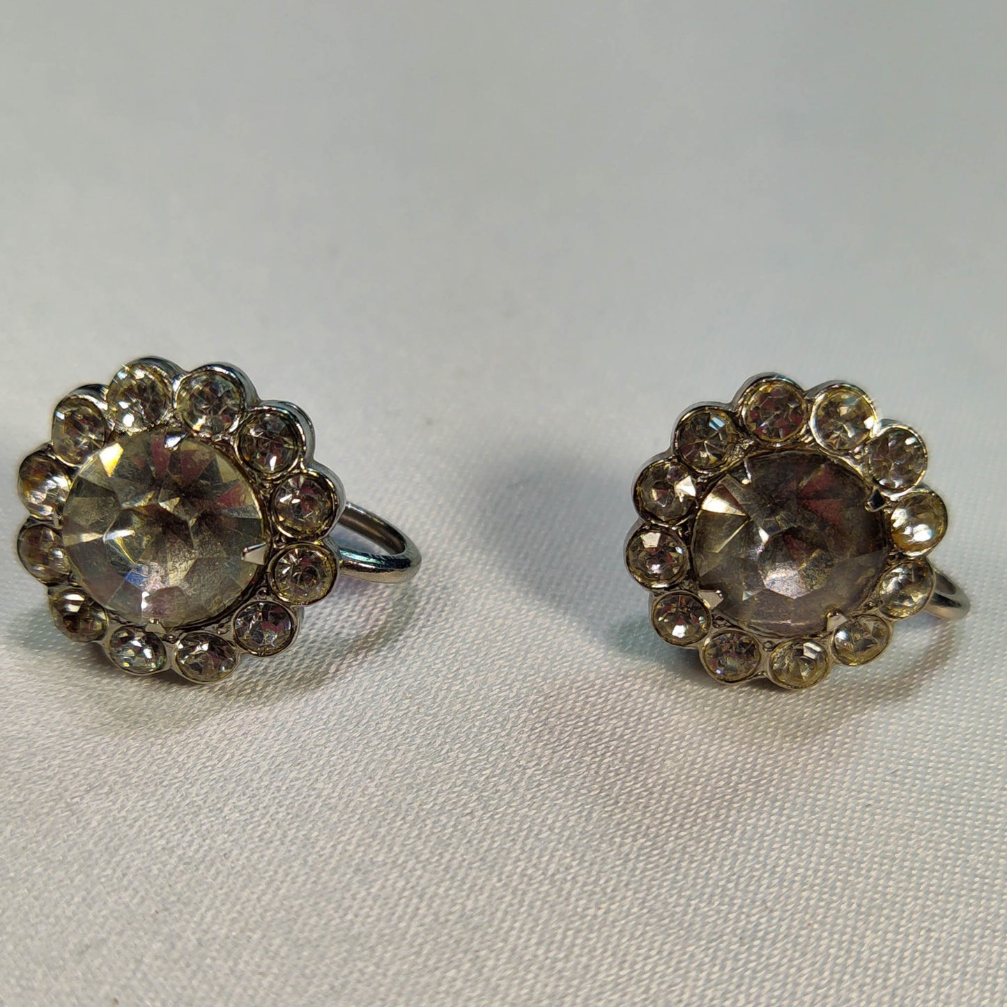 1960's Clear Rhinestone Circular Earrings by Coro