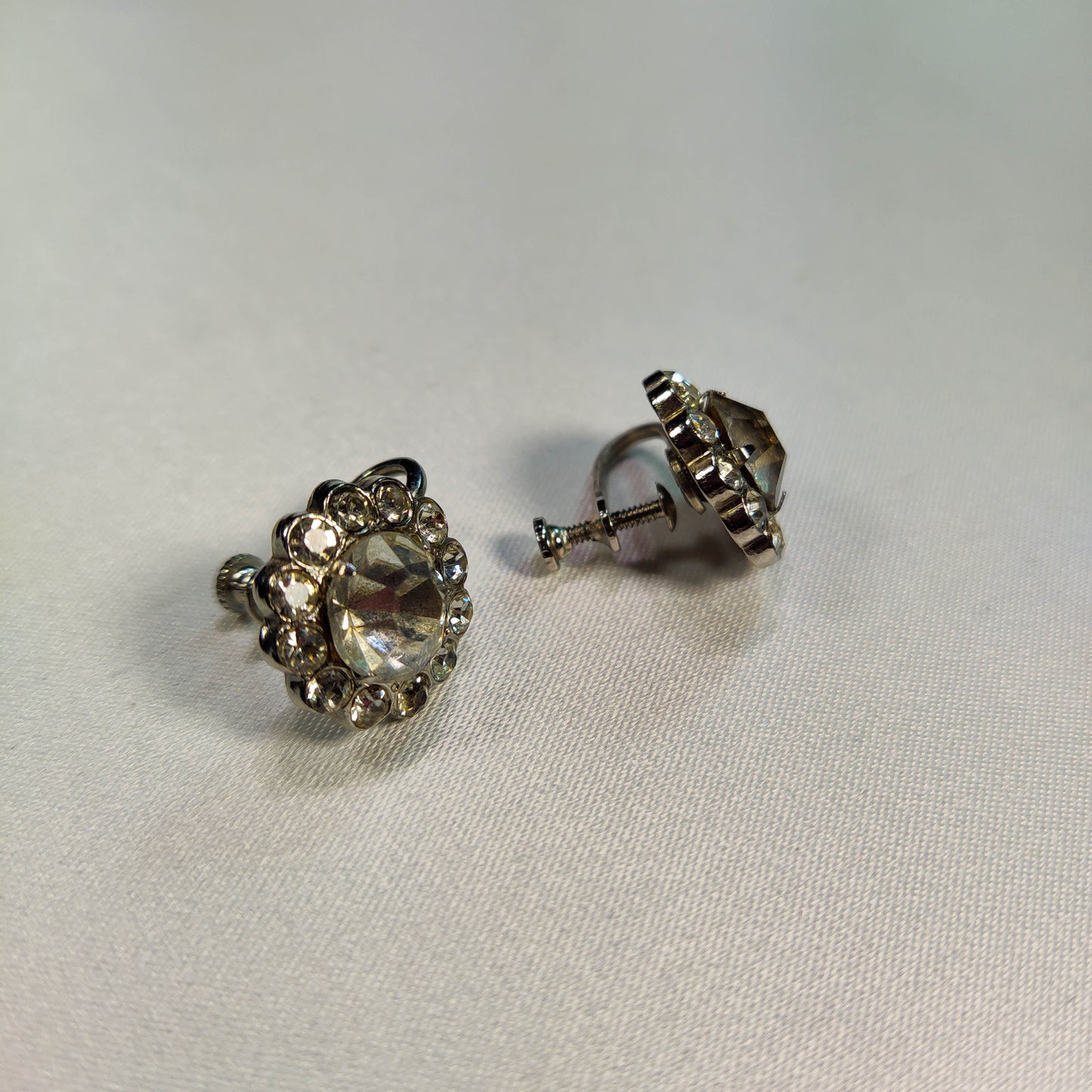 1960's Clear Rhinestone Circular Earrings by Coro