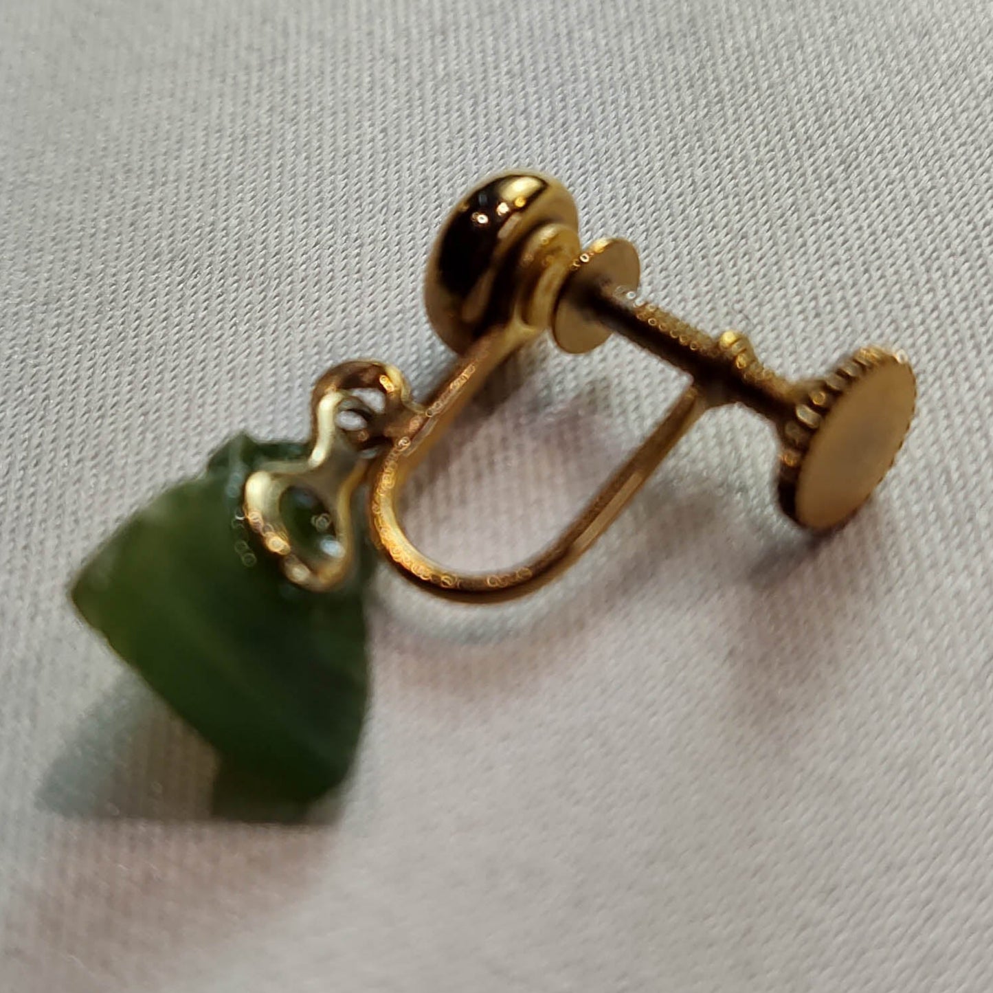 1970's Jade Stone Buddha Screw Back Earrings