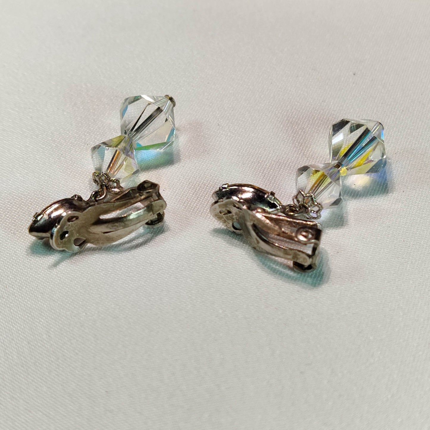 1950's Crystal Drop Earrings with Aurora Borealis Stud