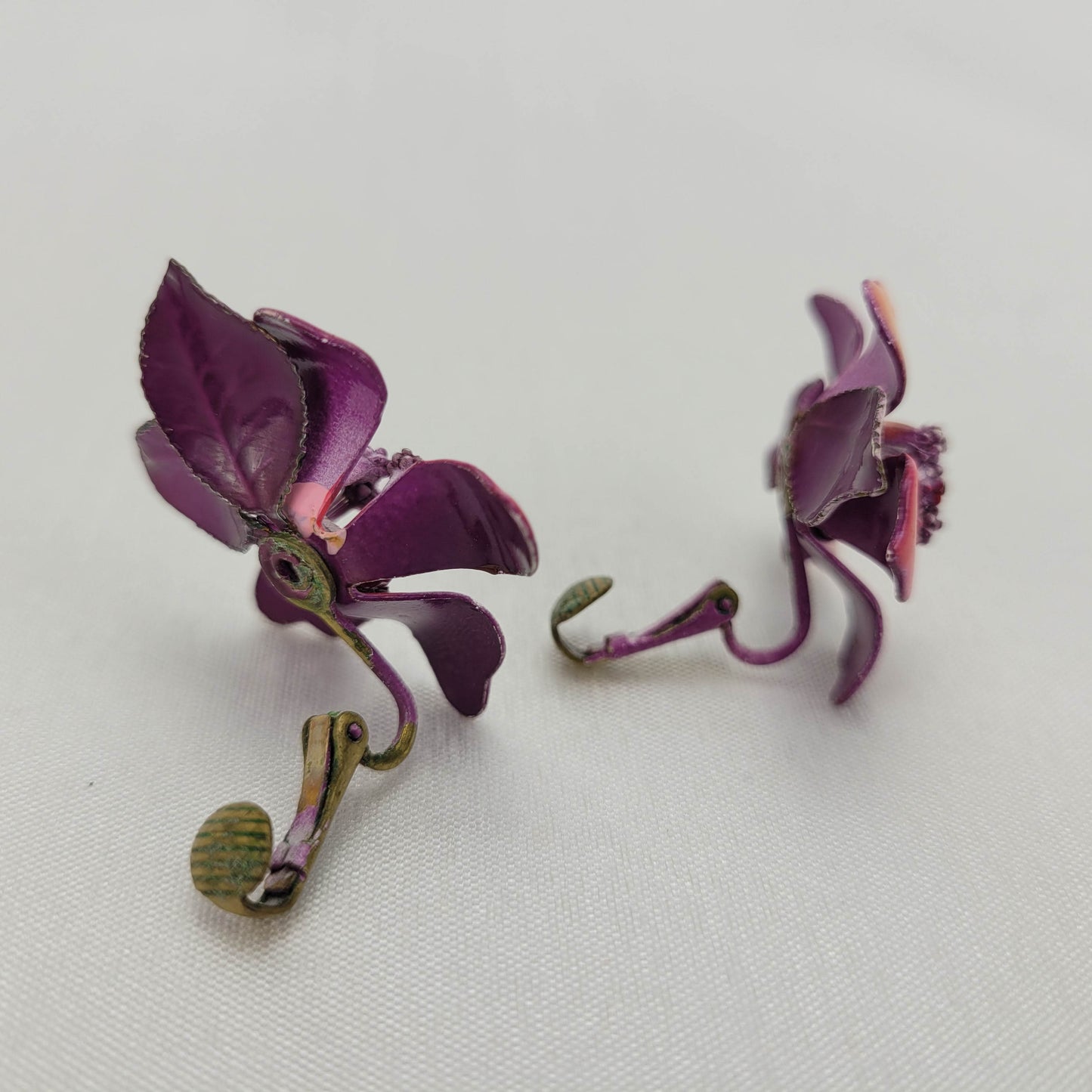 1950's Enamel Flower Earrings by Lisner